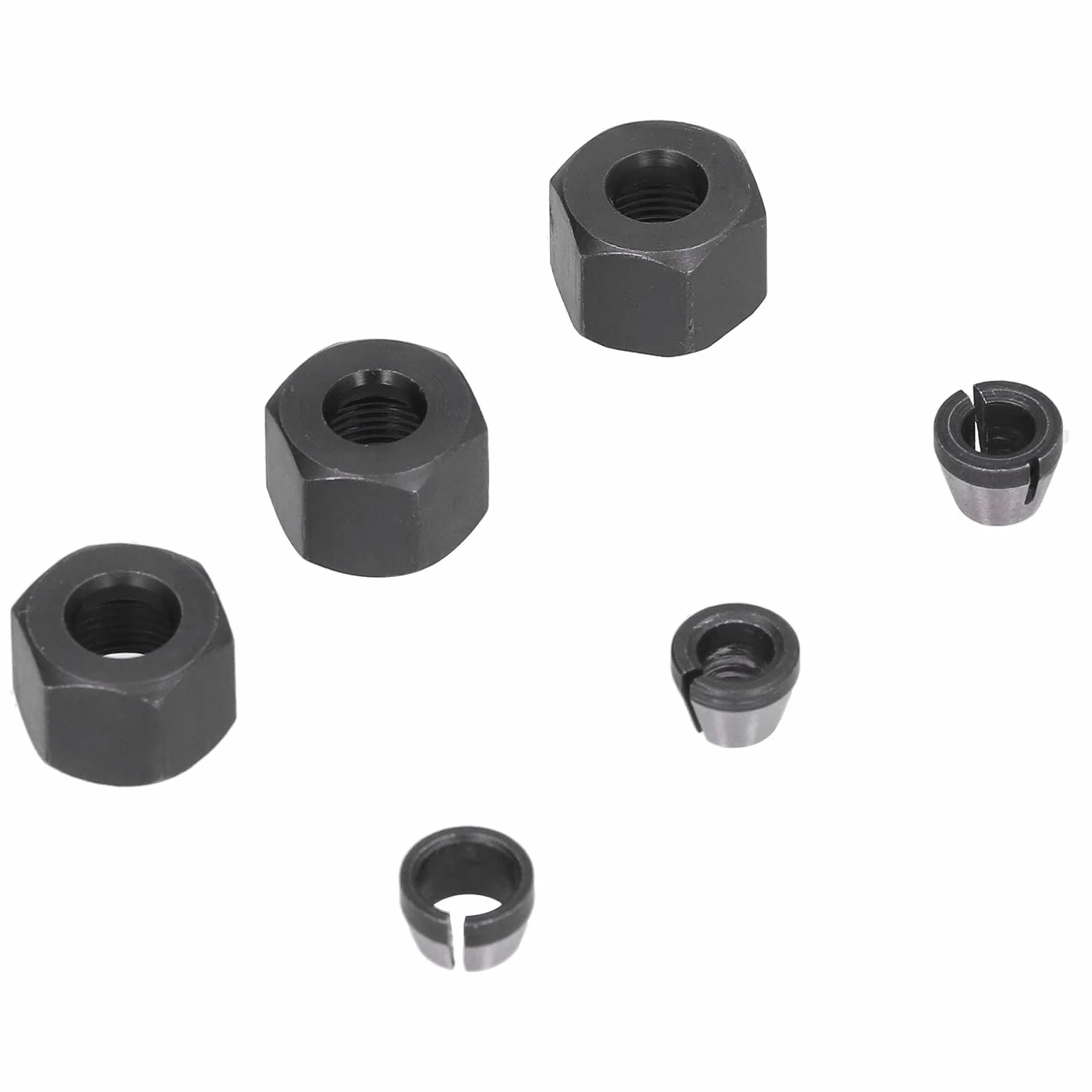 Adapter Zaciskowy Router Collet 6mm 6.35mm 8mm Zestaw z Nakrętką Uchwyty ze Stali Węglowej do Trymera Grawerka