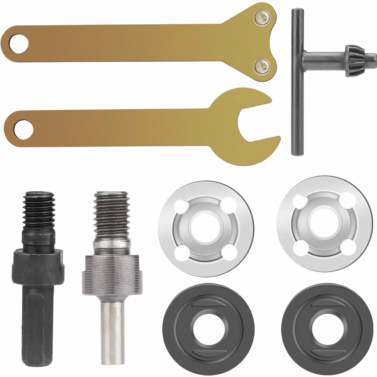 Rybtd 9 sztuk Szlifierka Kątowa Części Zamienne Wał Silnika Sprzęgło Korbowód 6mm/10mm Trzpień Adapter Kołnierz Wiertło Klucz Uchwyt do Szlifowania Polerowania