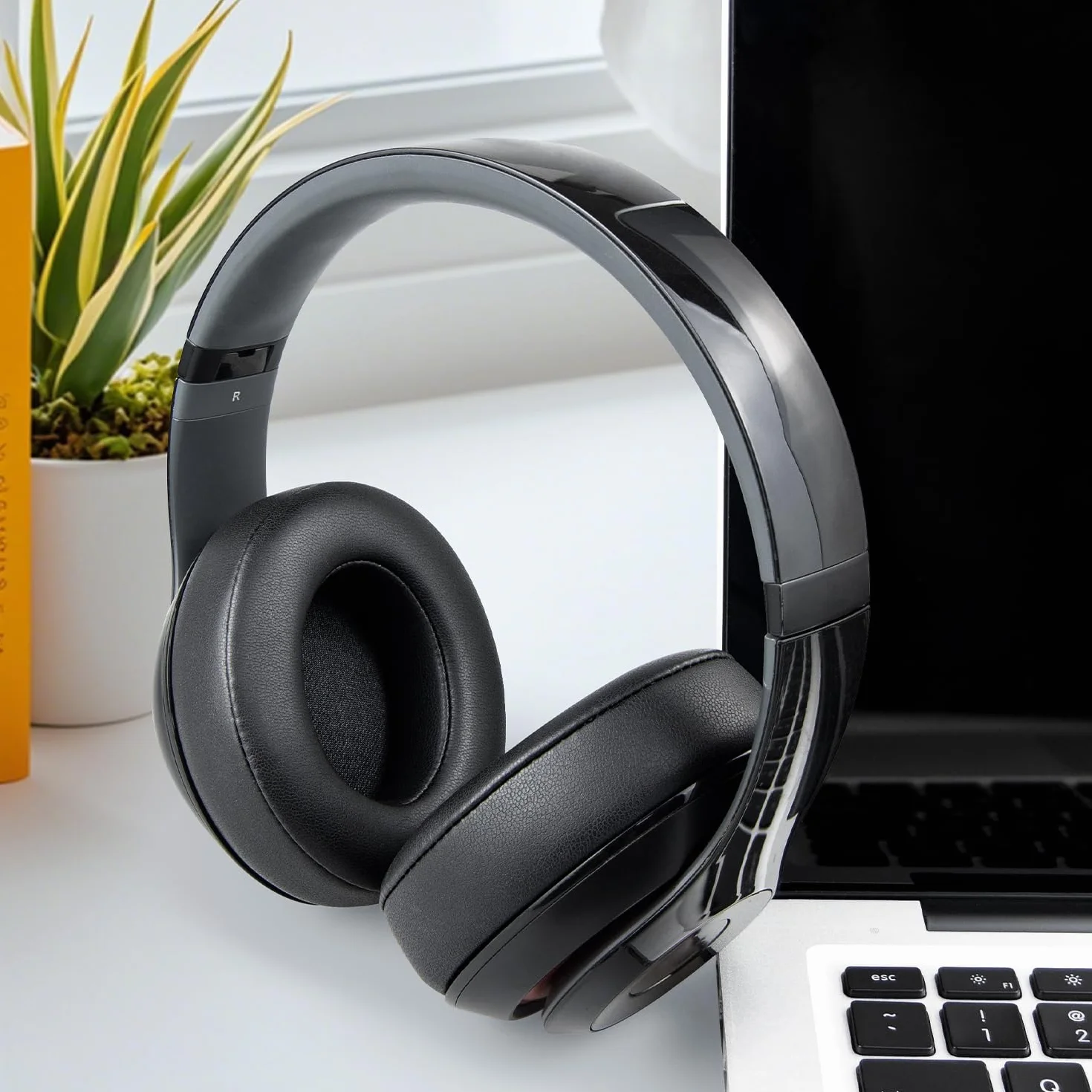 SOPROM Gumowa osłona na głowę do Beats Studio 2 & Studio 3 przewodowe i bezprzewodowe słuchawki, plastikowa podkładka na głowę, akcesoria naprawcze (Studio 2-Błyszczący Czarny)