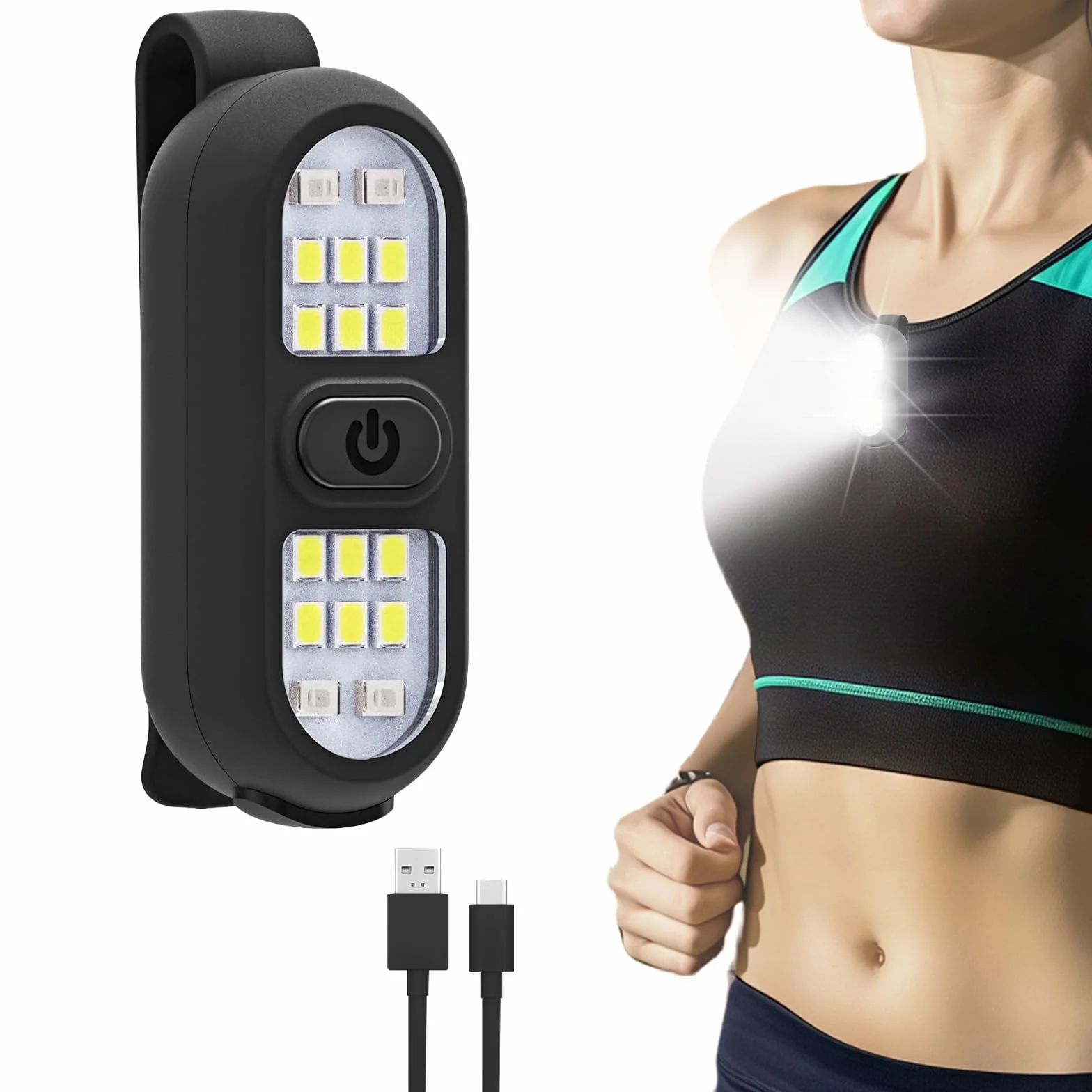 flintronic Lampa LED z klipsem 450 lumenów 4 tryby oświetlenia USB ładowana czarna