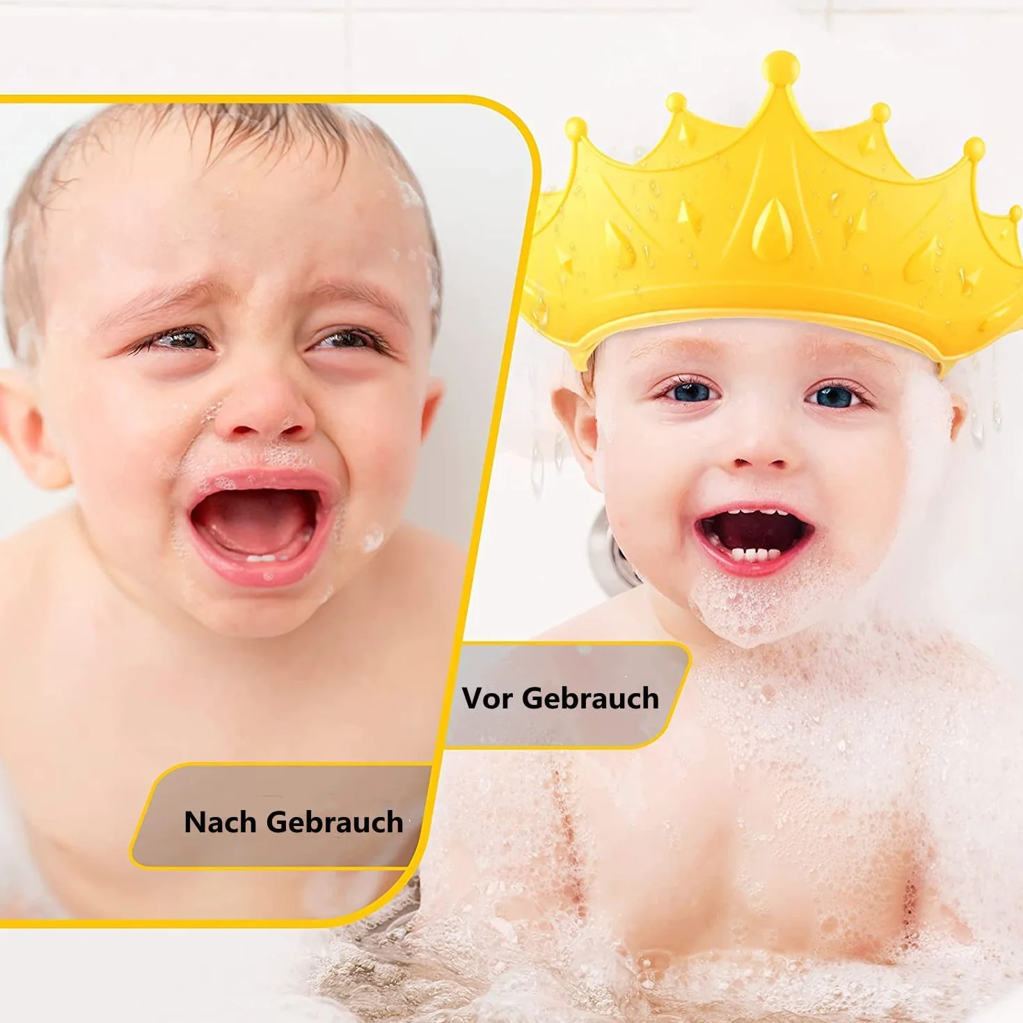 LATRAT Czapka kąpielowa, miękka czapka, regulowany czepek kąpielowy dla dzieci, z ochroną oczu, ochrona uszu, żółty