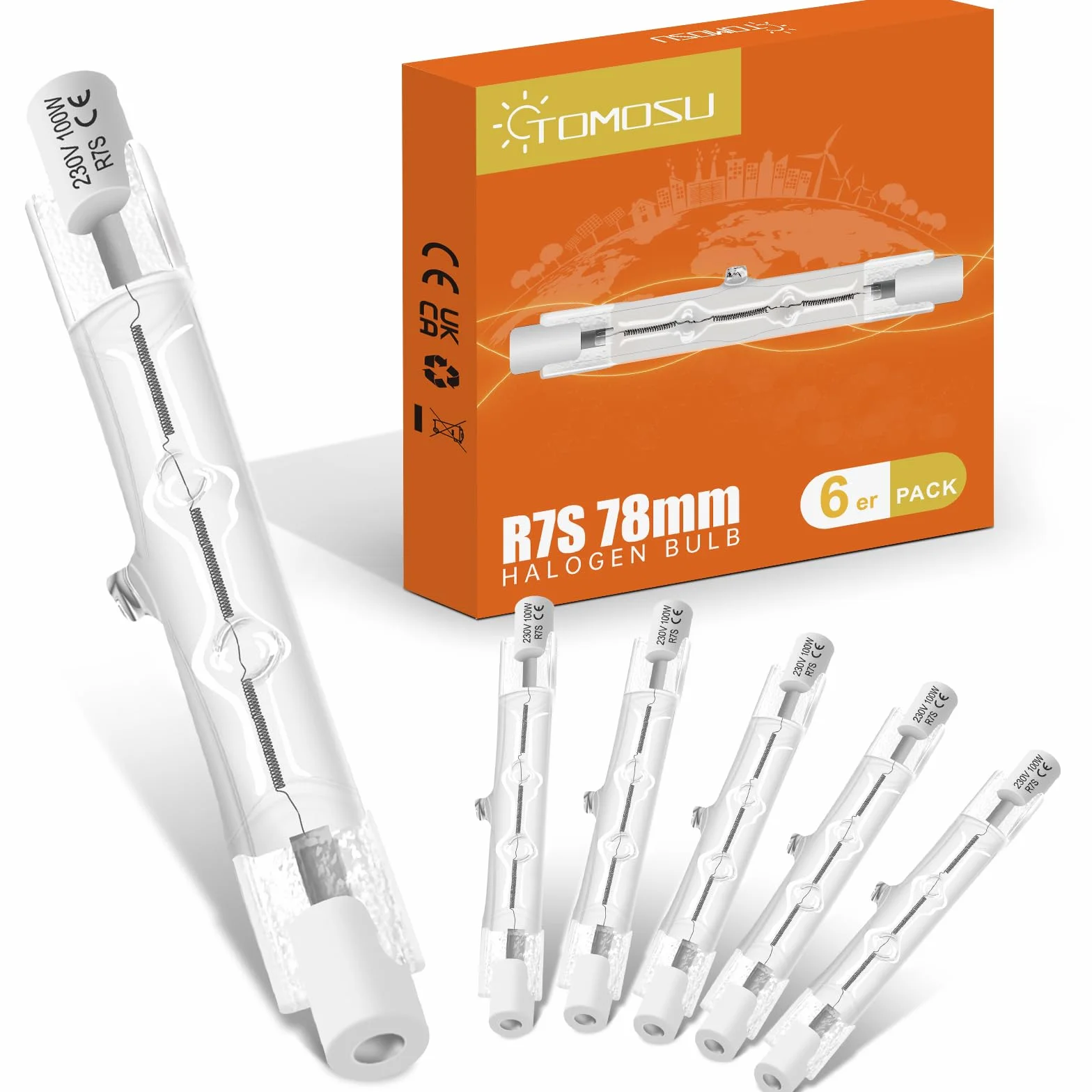 Tomosu Żarówka halogenowa R7s 78 mm 100 W 1800 lm 230 V ściemnialna ciepła biel 2800 K