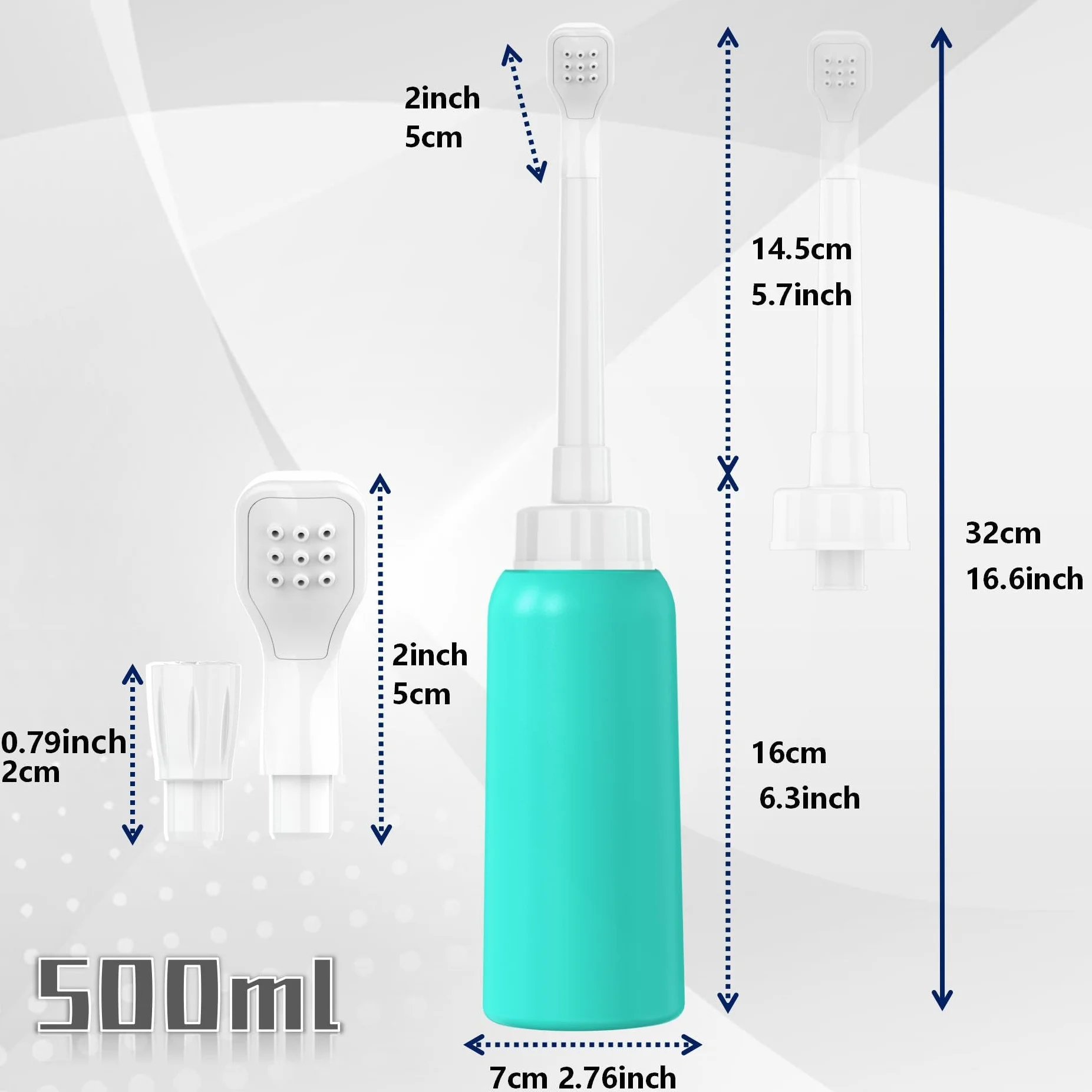 Przenośny bidet z 2 dyszami 500 ml skalowalna rurka bidet podróżny dla kobiet zielony