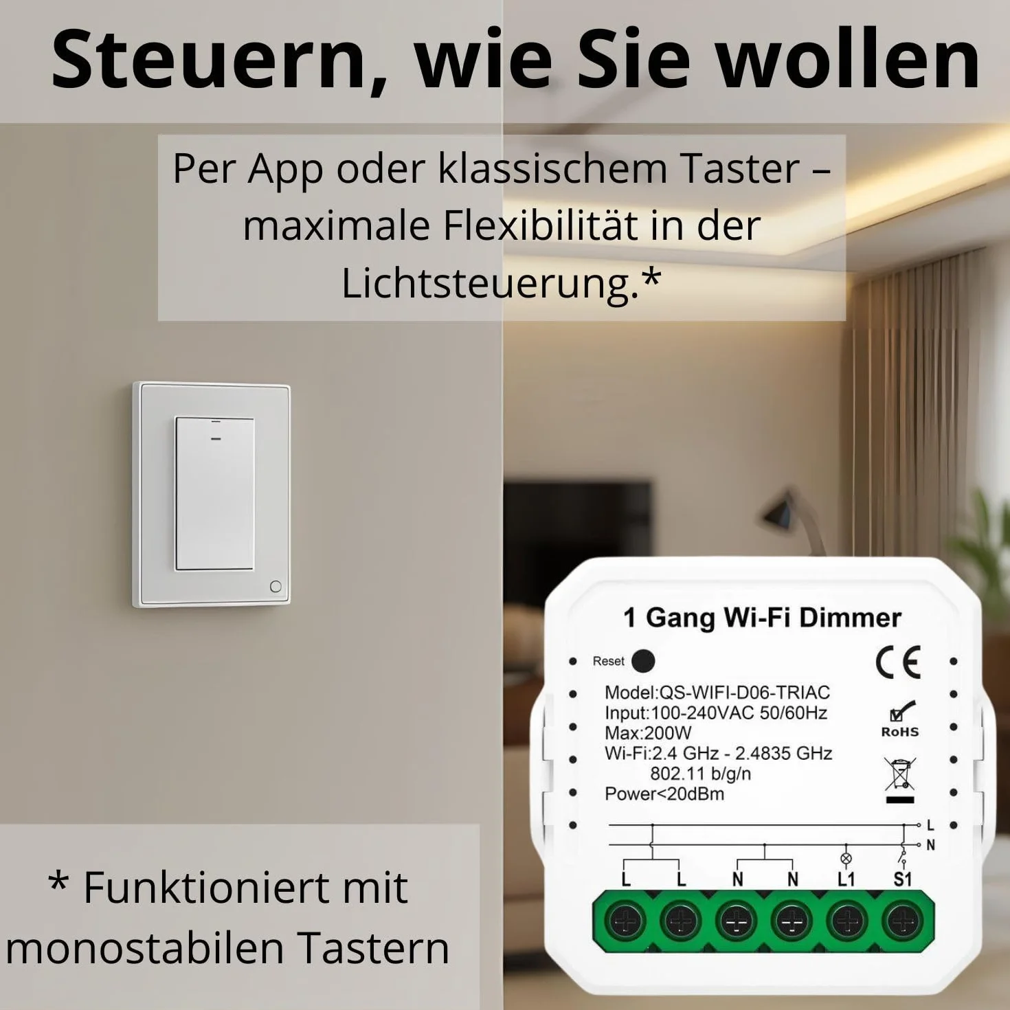 Dimmer ściemniacz TUYA WIFI MINI V3 sterownik oświetlenia