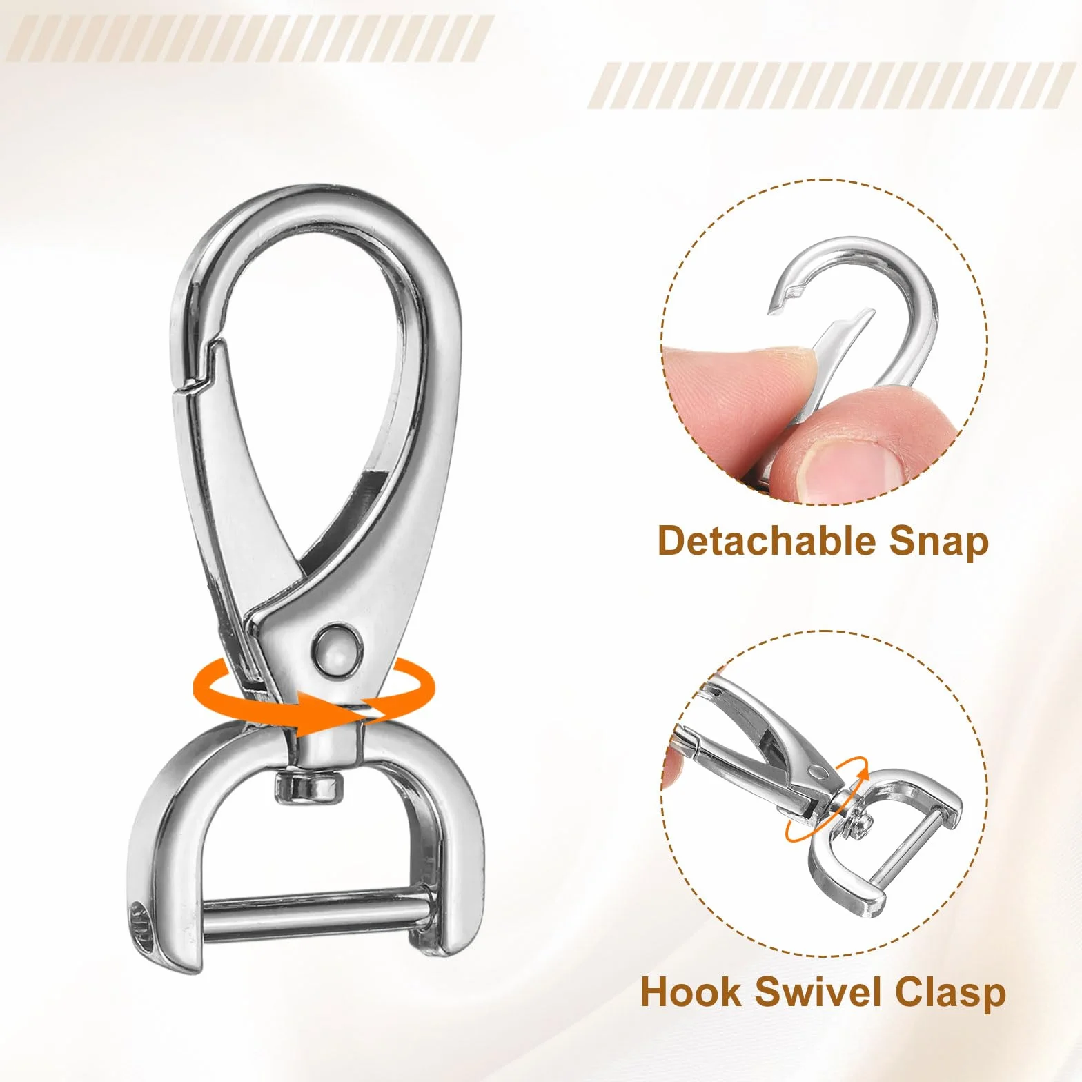 QUARKZMAN karabińczyk 5/8" D-ring obrotowy srebrny