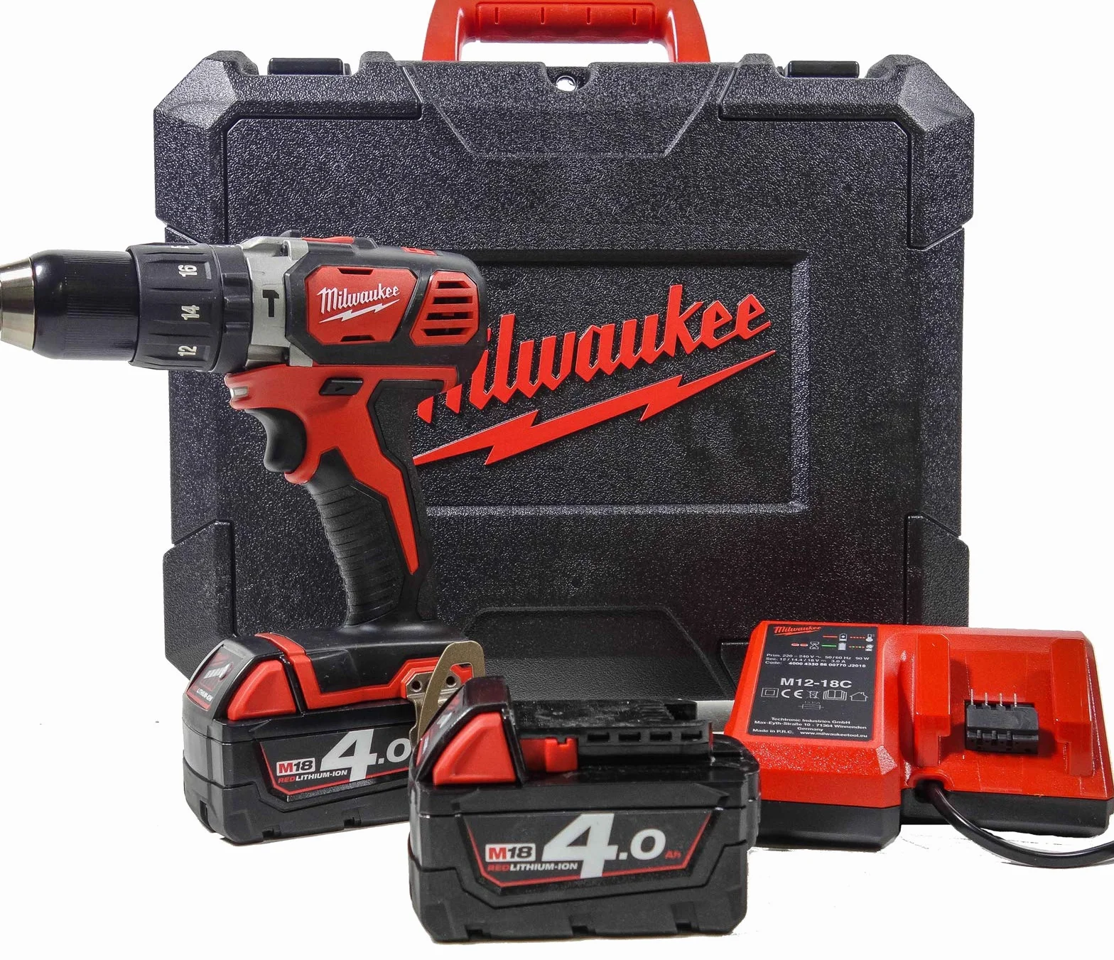 Milwaukee M18 BPD-402C Wiertarka Udarowa 18V 4,0 Ah 60 Nm 2 Poziomy Prędkości