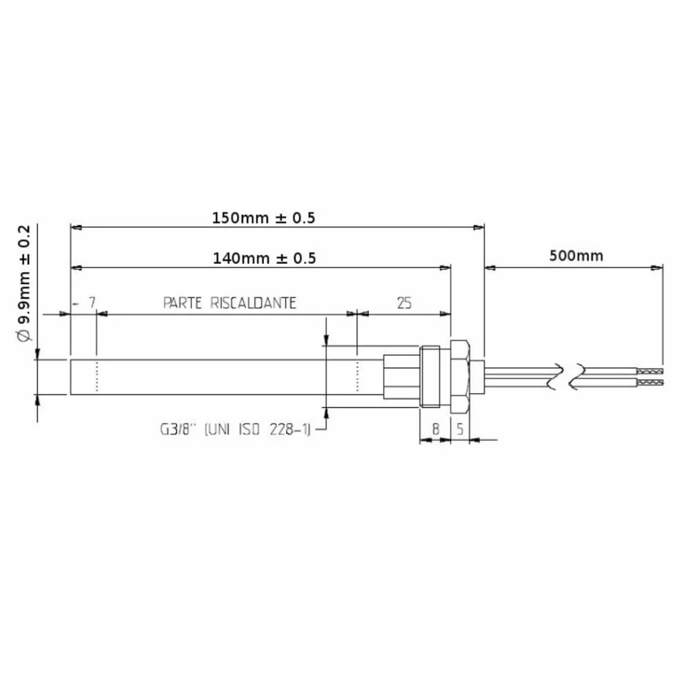 Świece zapłonowe do pieca na pellet, 300 W, 150 mm, 140 mm, średnica 9,9 mm, gwint 0,95 cm, do Piazzetta Ungaro
