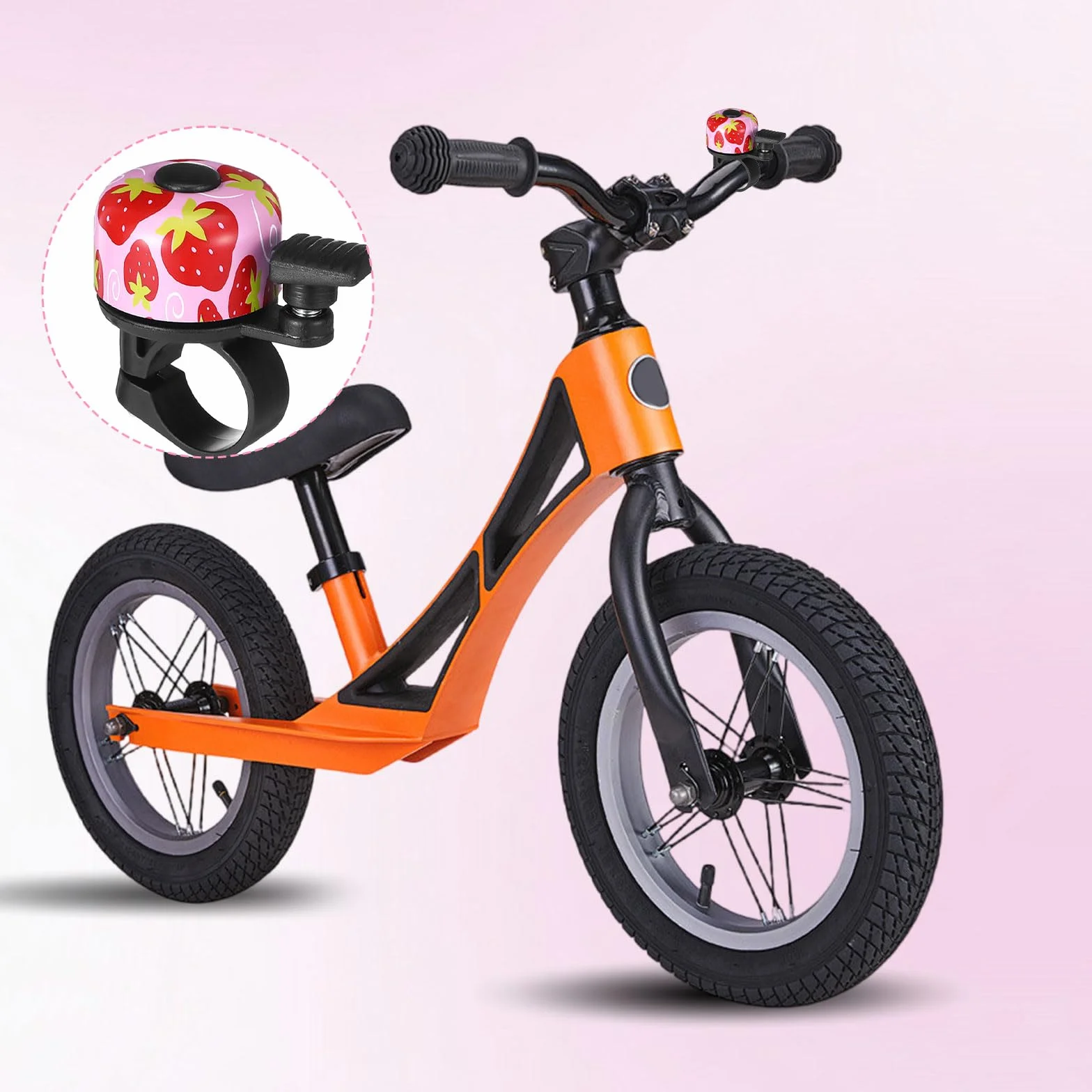Dzwonek rowerowy dla dzieci, głośny dzwonek rowerowy z aluminiowym dzwonkiem, dzwonek rowerowy dla dzieci z truskawką, nadaje się do rowerów o średnicy 22 mm