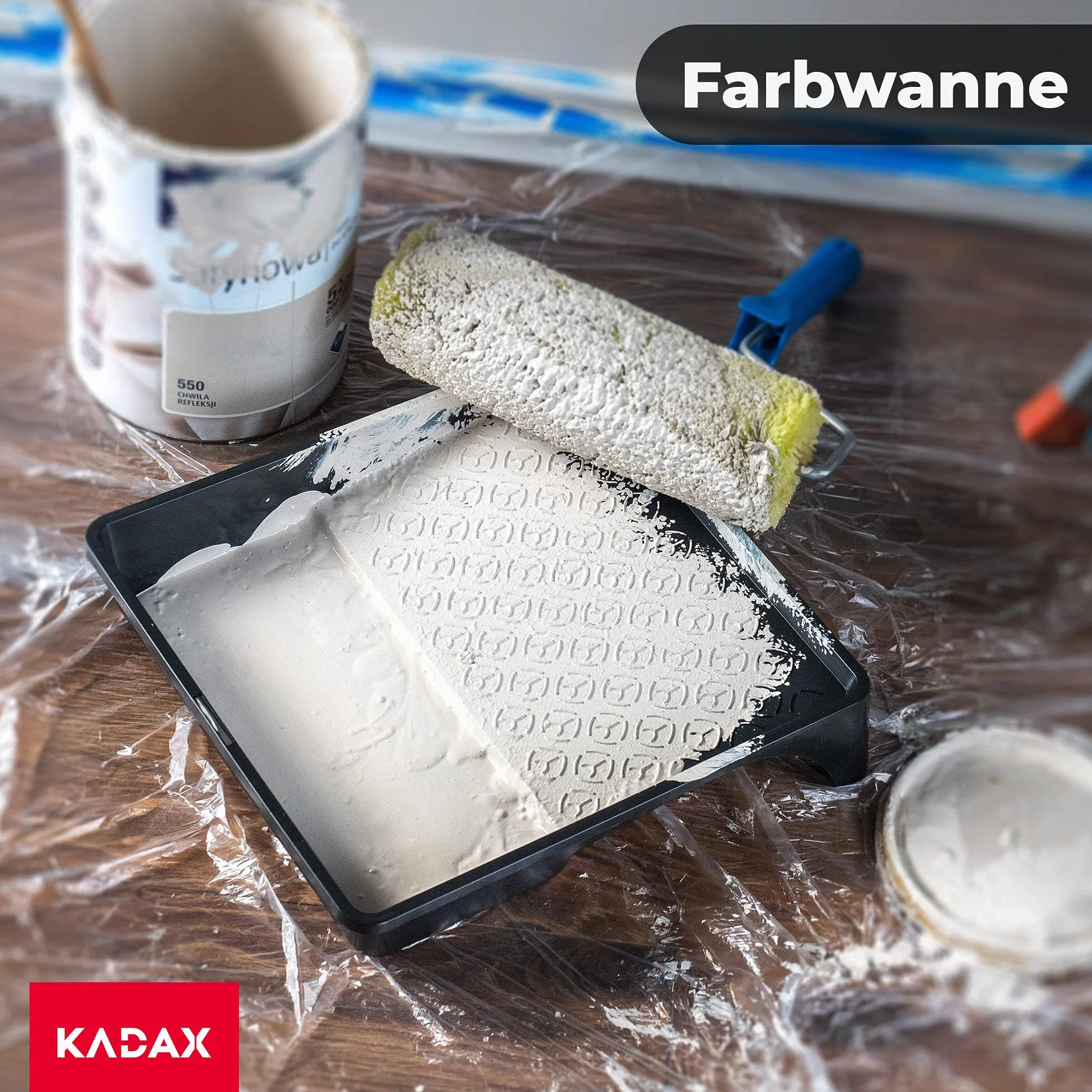 KADAX Uniwersalna kuweta malarska, 35 x 32 cm, duża z tworzywa sztucznego, czarny