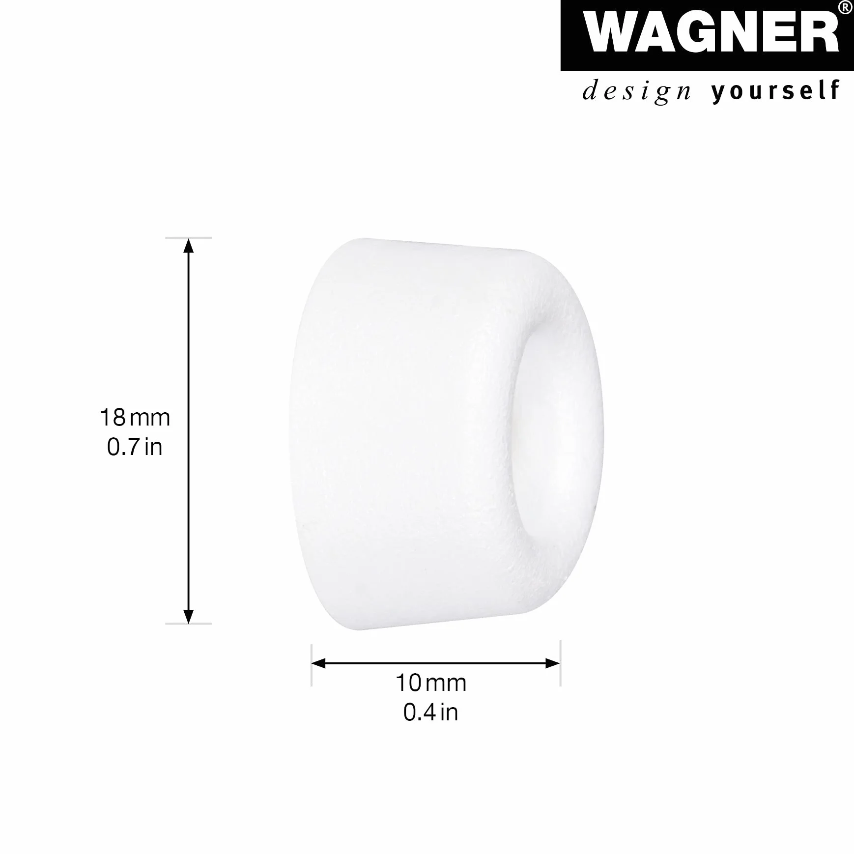 WAGNER Stoper do drzwi ściennych VULKANO MINI 4-częściowy zestaw - średnica Ø 20 x 10 mm, biały