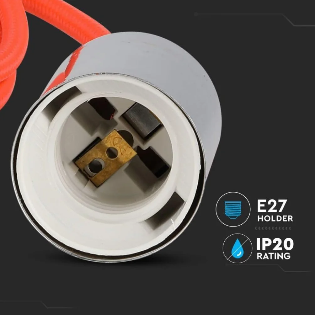 V-TAC VT-7338 Lampa Wisząca Chrom E27 Pomarańczowy 60mm