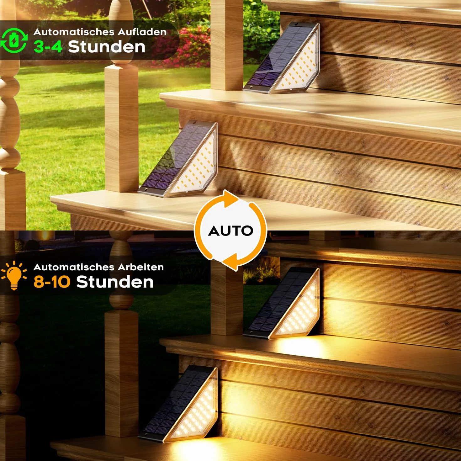 Lampy solarne LED ogrodowe IP65 na zewnątrz, ścieżka, taras, ogrodzenie