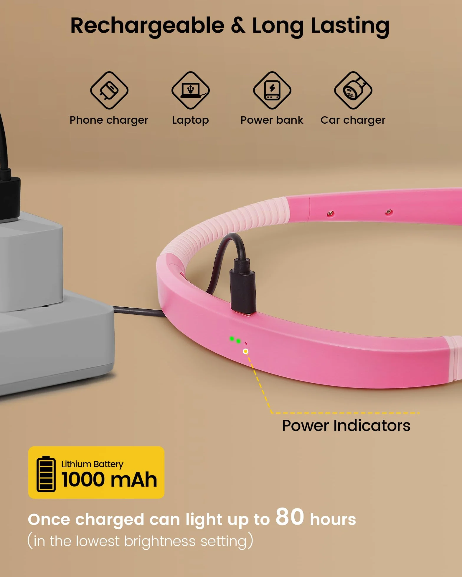 Glocusent LED Neck Reading Light do czytania w nocy, 30-min Timer, 3 kolory i 3 jasność regulowane, Rechargeable