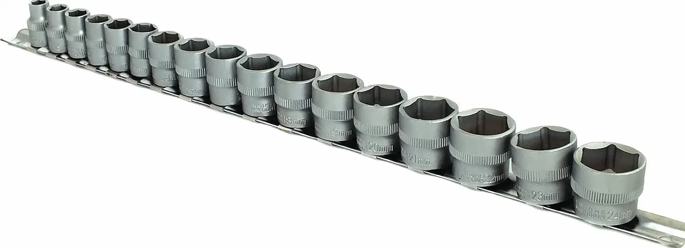 3/8" 12-stronne płytki gniazda CRV 17 szt. na szynie