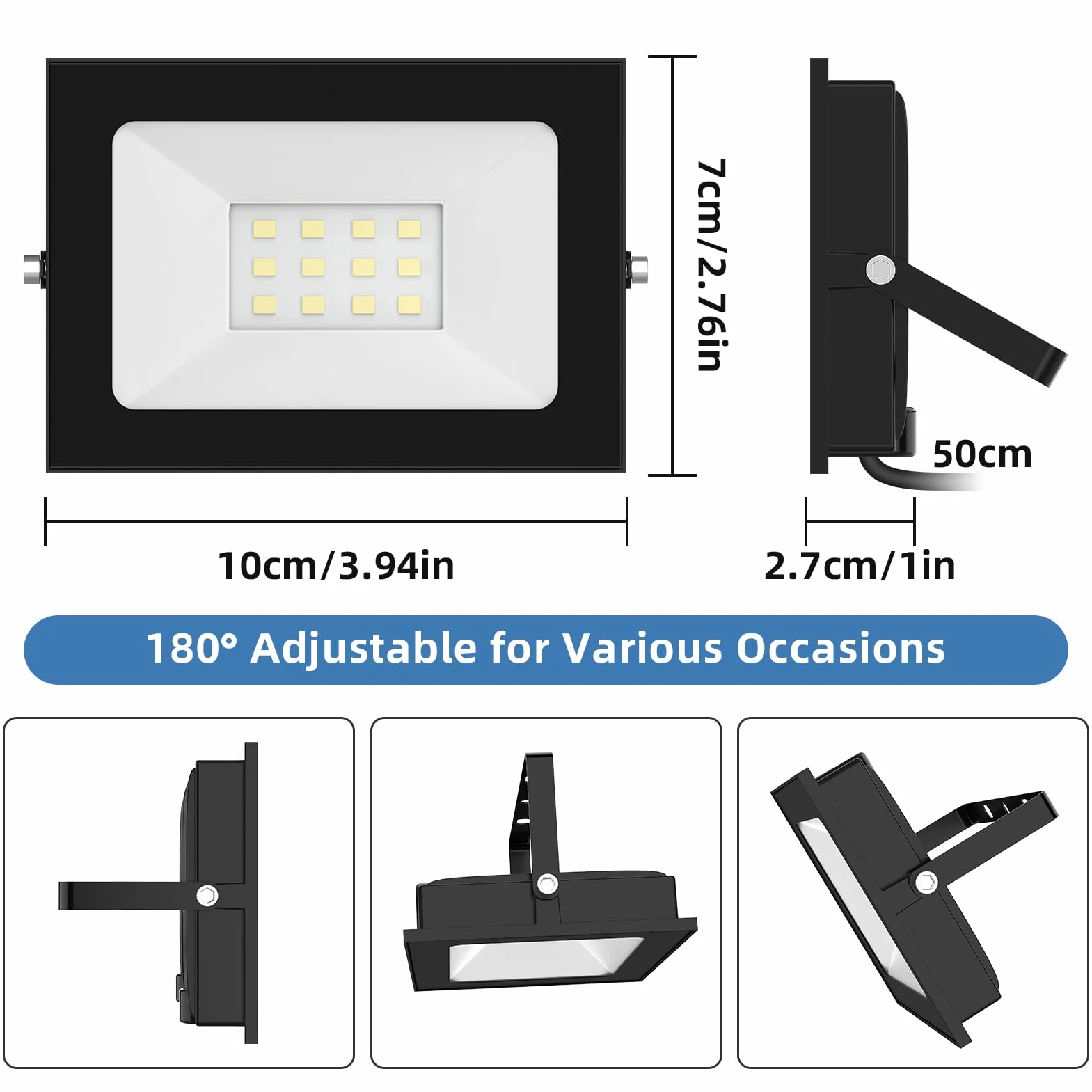 Reflektor LED 12V 10W 800lm 6000K IP65 Kwadratowy do Ogrodu