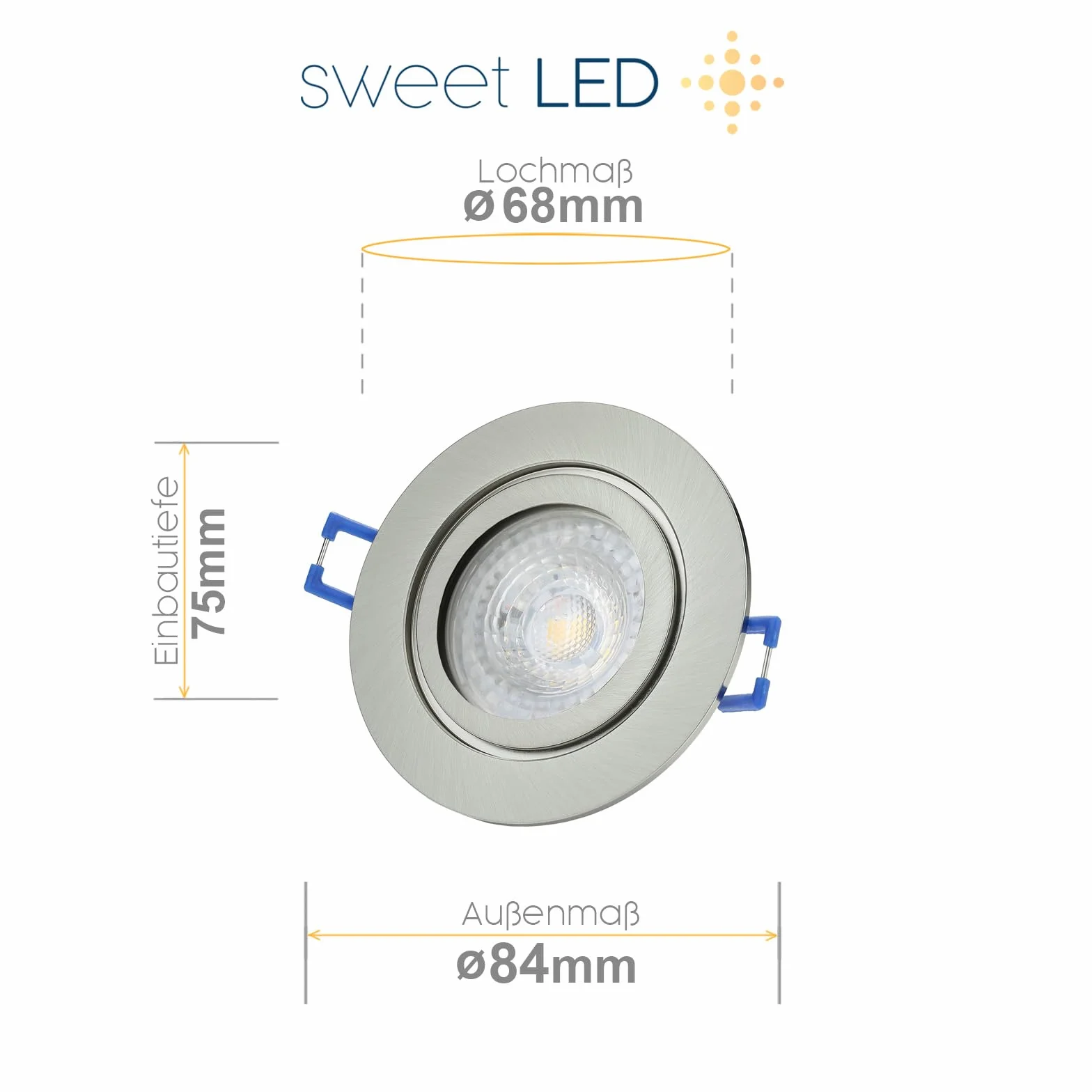 Sweet Led Reflektor łazienkowy IP44 zestaw 6 sztuk GU10 7W 230V 3000K ciepła biel chromowany szczotkowany