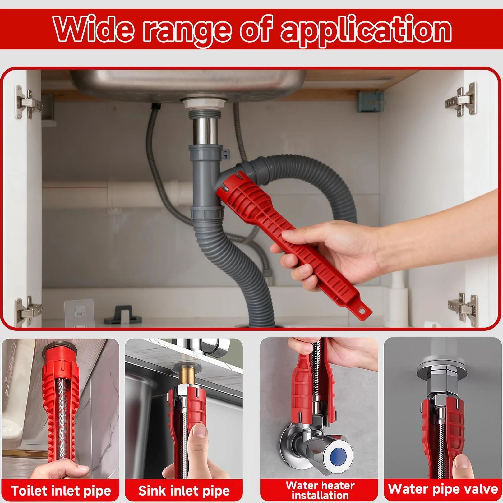 Zestaw kluczy hydraulicznych 12 w 1, wielofunkcyjny klucz do zlewu i kranu z ergonomicznym antypoślizgowym uchwytem