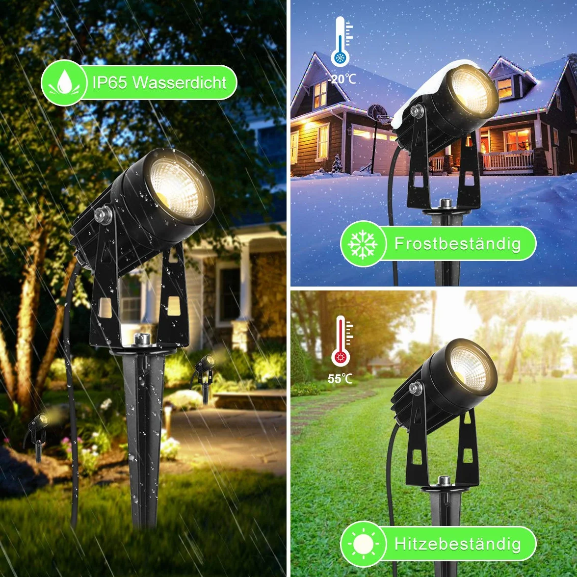 3-częściowy zestaw oświetlenia ogrodowego LED z ostrzem do wbijania w ziemię, 3 W, lampa ogrodowa z wtyczką, 1080 lm, wodoszczelna lampa ogrodowa, reflektor ogrodowy, reflektor zewnętrzny,