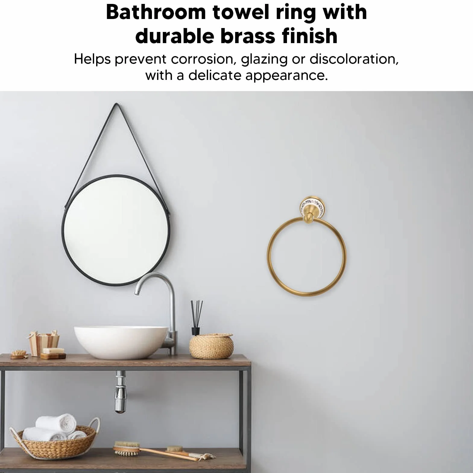 Pierścień Na Ręcznik, Montaż Ścienny Wieszak z Porcelanową Podstawą i Stali Nierdzewnej, Okrągły Retro Design Organizer do Łazienki