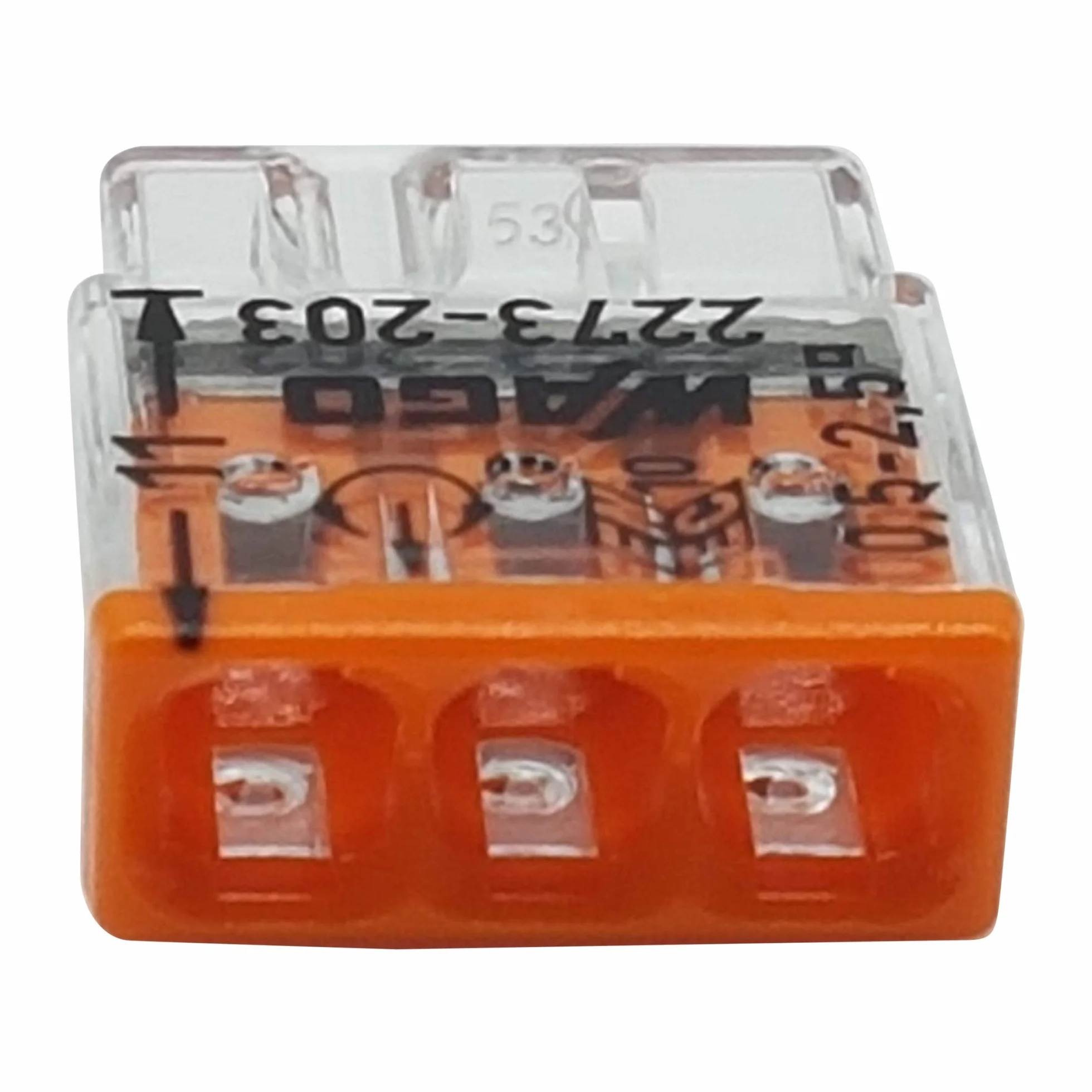 Bluecool Wago 2273-203 Zestaw 30 zacisków puszek 3-pinowy 0,5-2,5 mm² przezroczysty/pomarańczowy