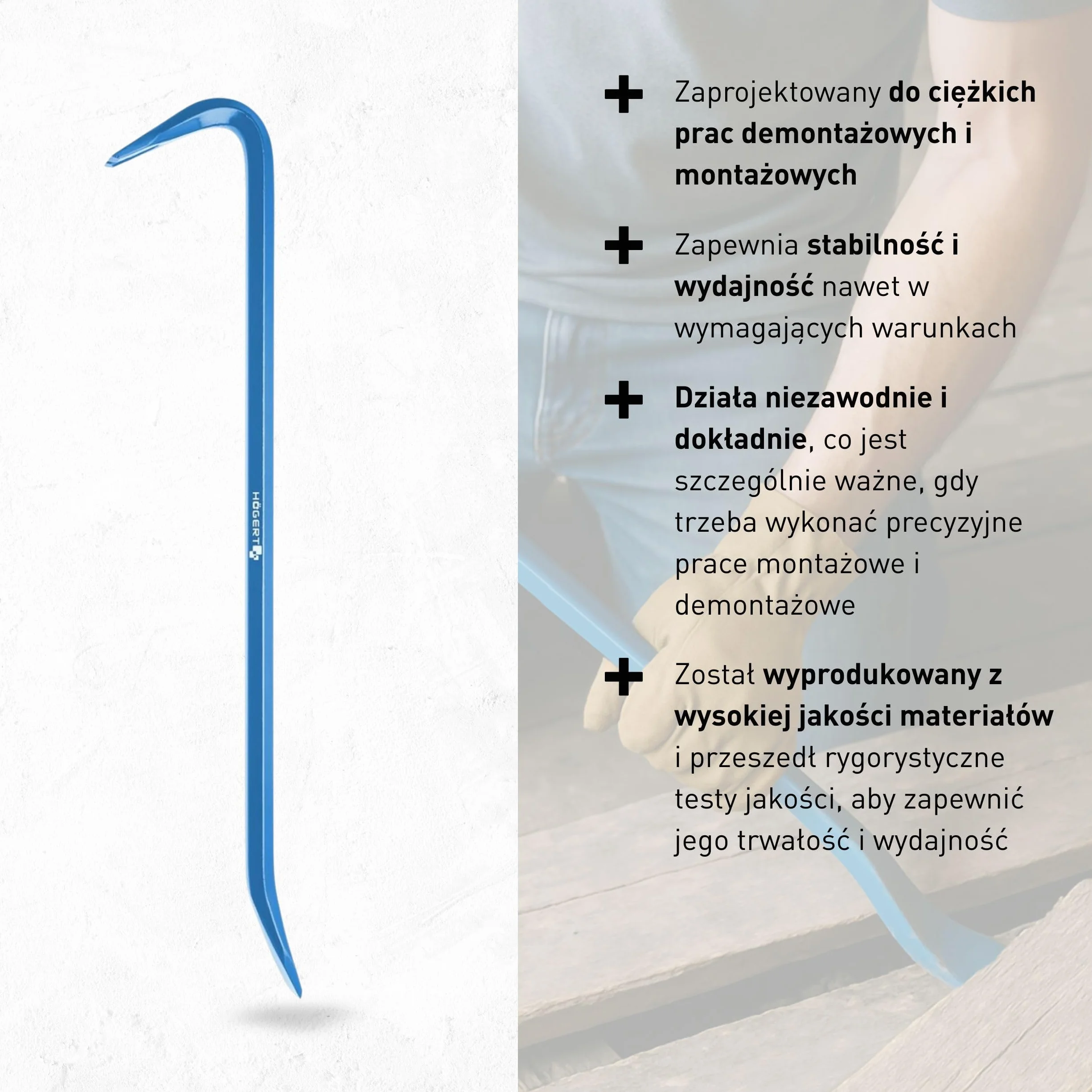Högert Technik Łom sześciokątny ze stali węglowej twardość HRC 42-48 450 x 16