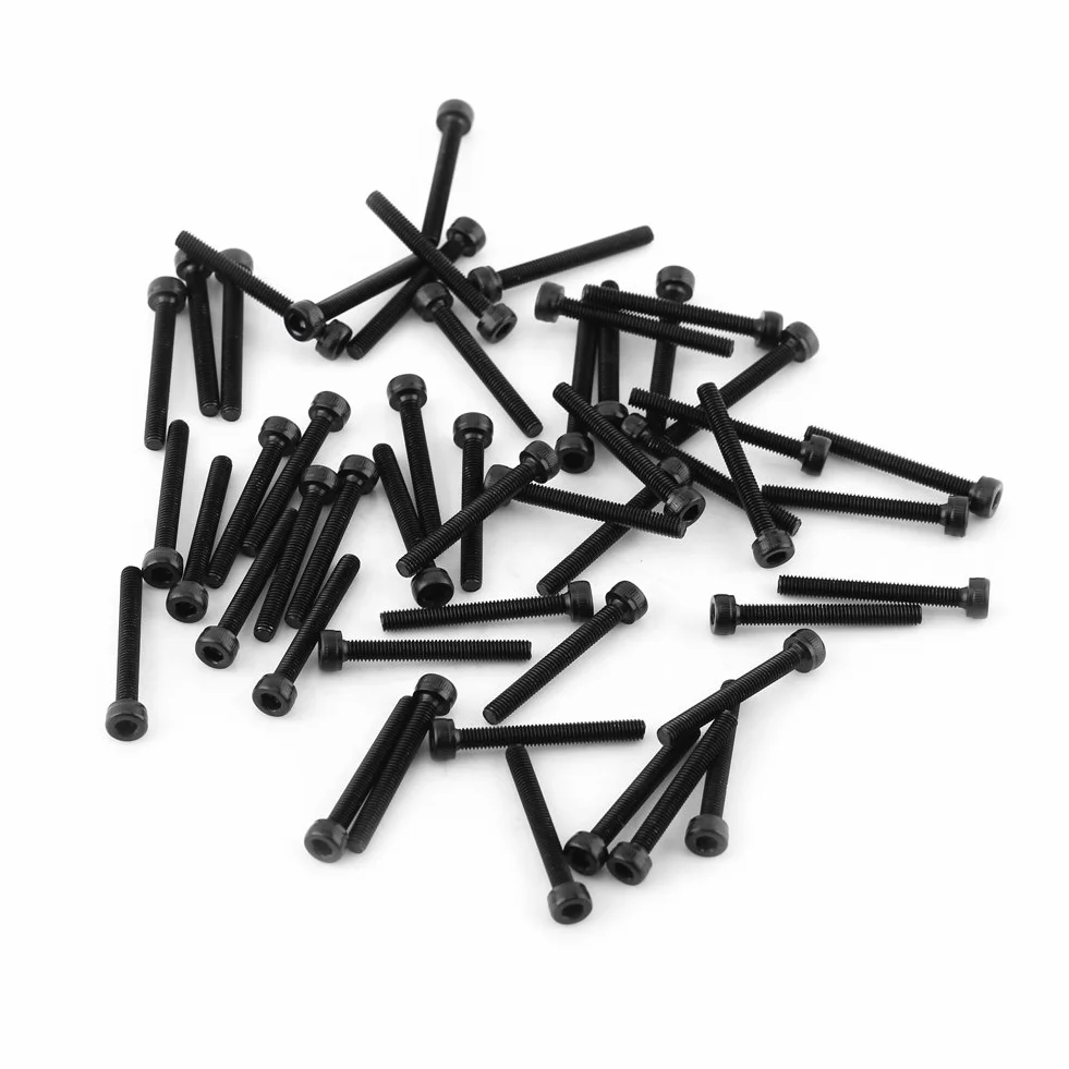 Zestaw nasadek główek śruby M3 Black Hex stal węglowa 12.9 DIN912 4-50 mm 50 szt
