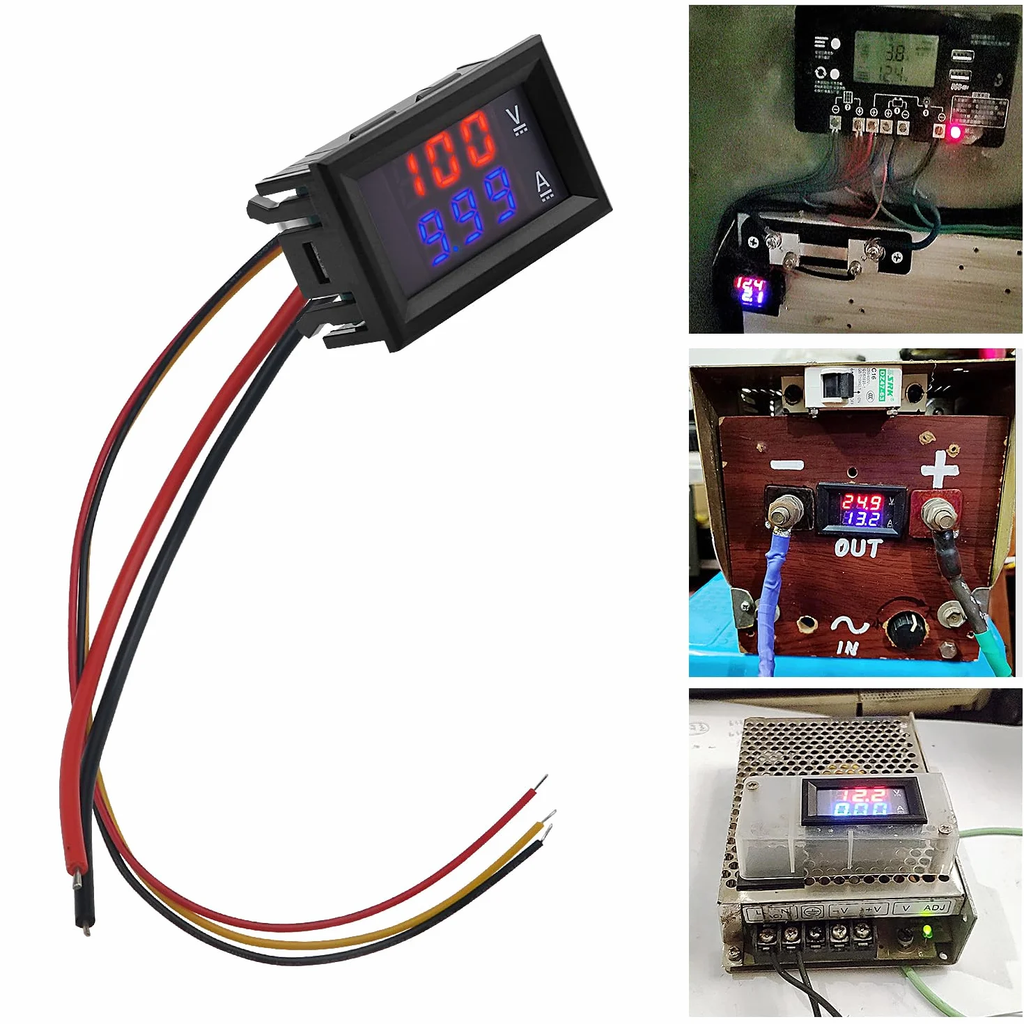 VooGenzek 0.28" Amperomierz LED, Detektor Czerwony i Niebieski Miernik Napięcia Prądu Panel Amp Volt Gauge, DC 0-100V 50A, z Bocznikiem Prądowym 50A, dla Multimetru Miernik Prądu miernika