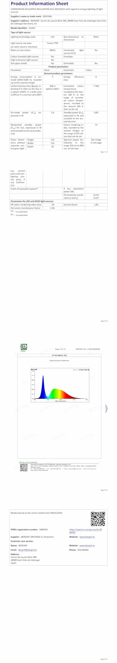 GRIFEMA GD201 Lampa Solarna Zewnętrzna LED 108 Czujnik Ruchu 3 Tryby 1500mAh IP65 Wodoodporna