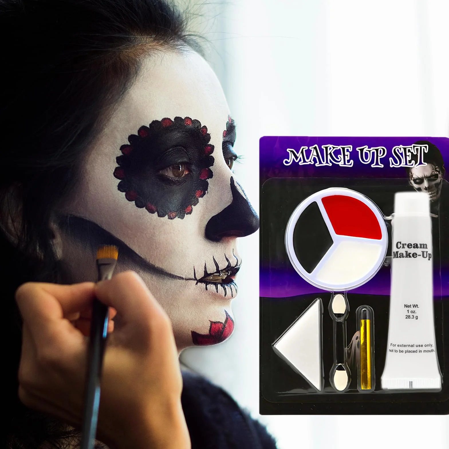 Halloweenowa biała farba do twarzy, SFX, zestaw do makijażu, biało-czarno-czerwona farba do twarzy, zestawy do makijażu na Halloween, do twarzy i ciała, Cosplay, SFX, zestaw do makijażu na Halloween