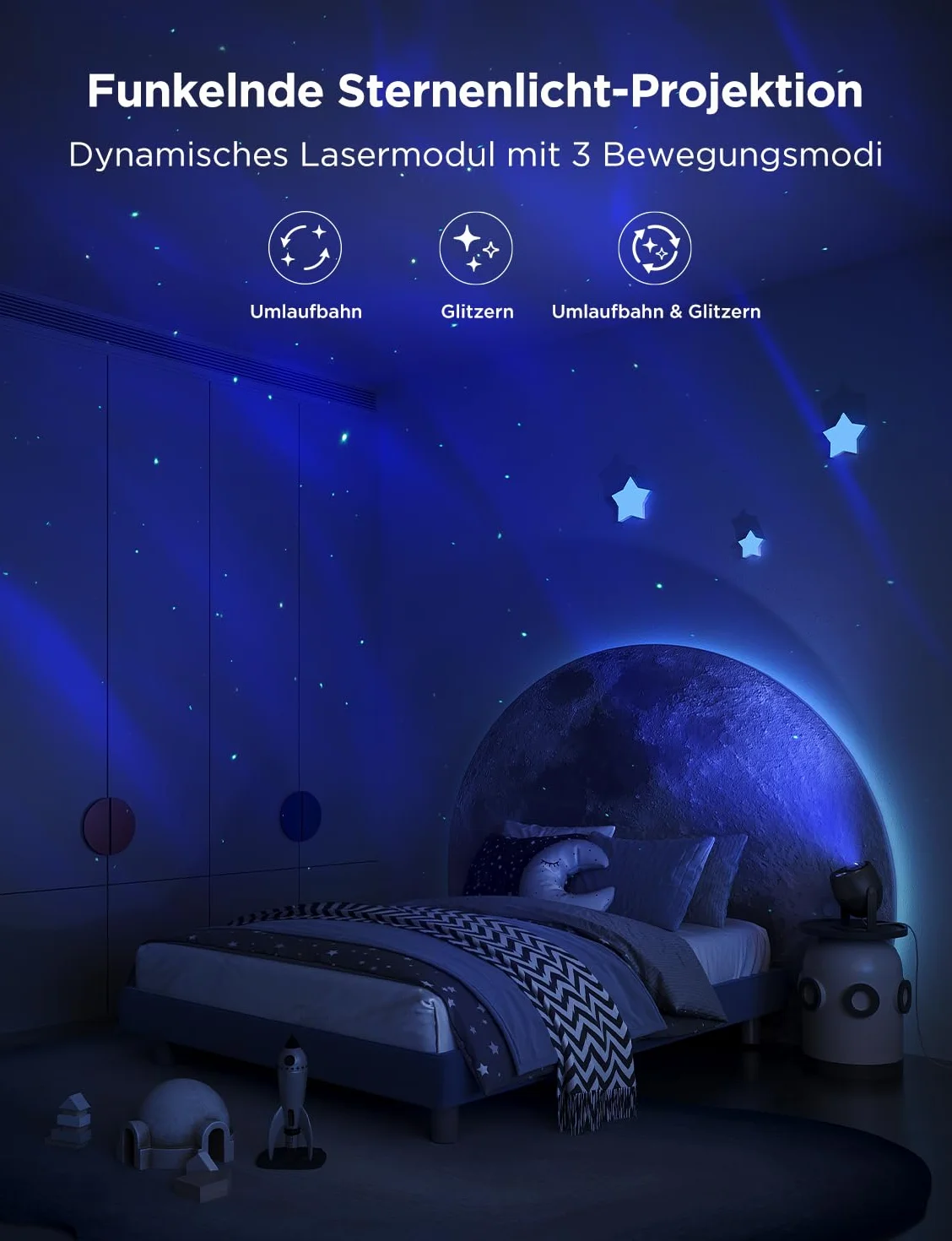 Govee Projektor LED gwiaździstego nieba, lampa RGBW Aurora z 52 scenami