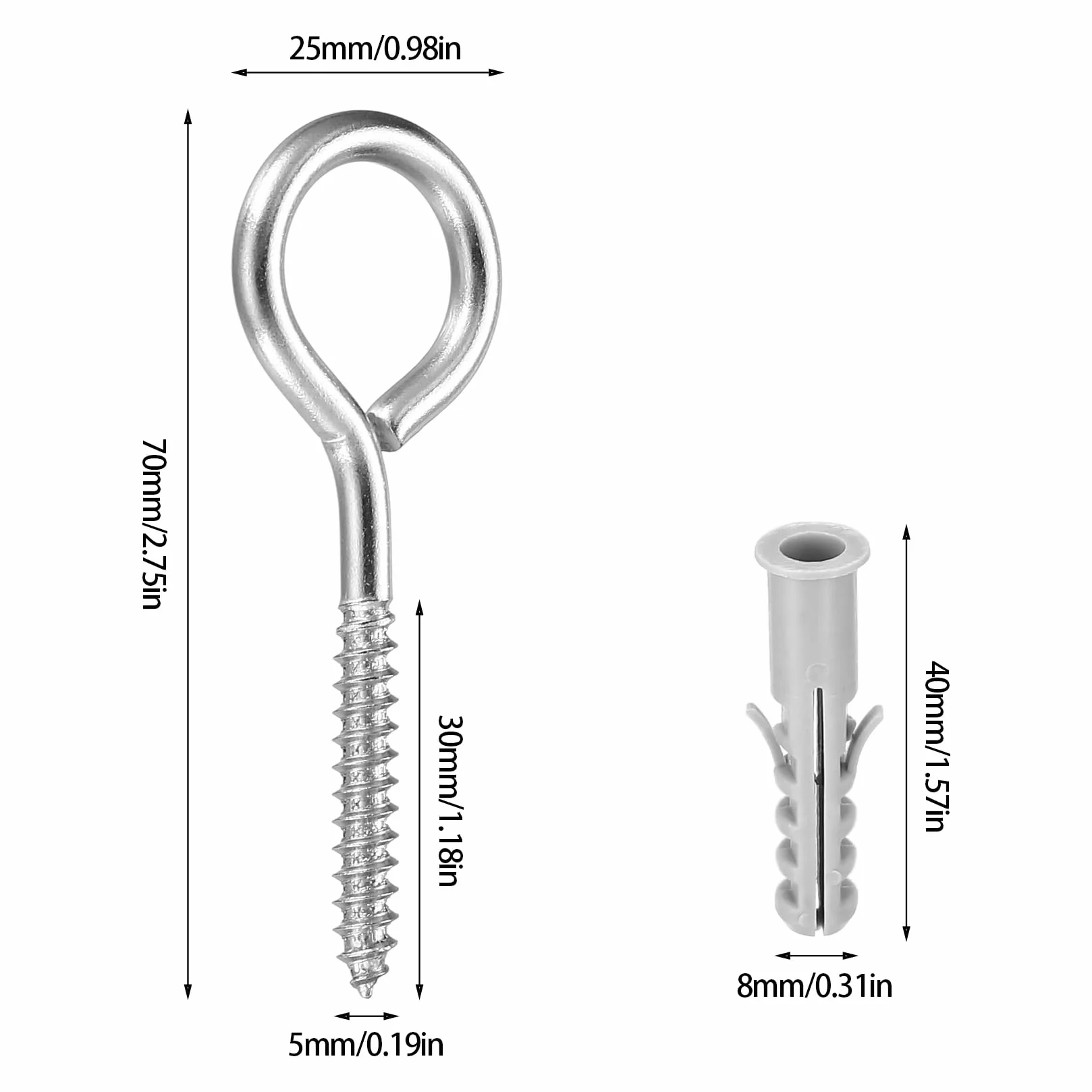 Śruby oczkowe M5 ze stali nierdzewnej M5x70mm haki oczkowe do wieszania