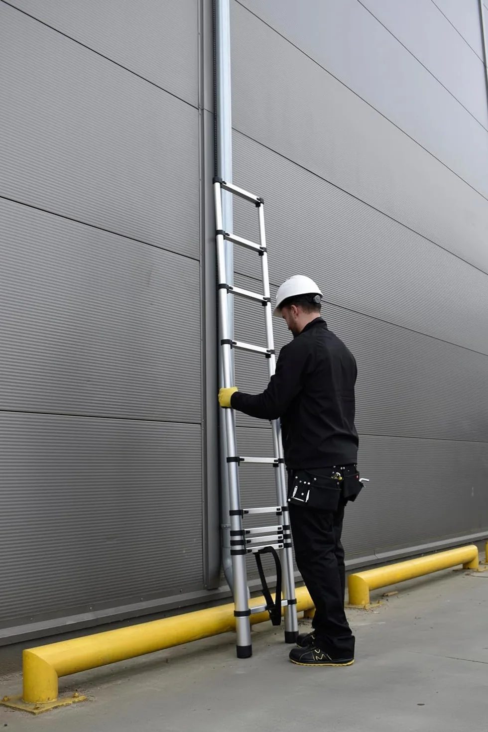 Drabina Teleskopowa Aluminiowa 9 Stopni 2,6 m z Hakami Mocującymi Składana Rozsuwana