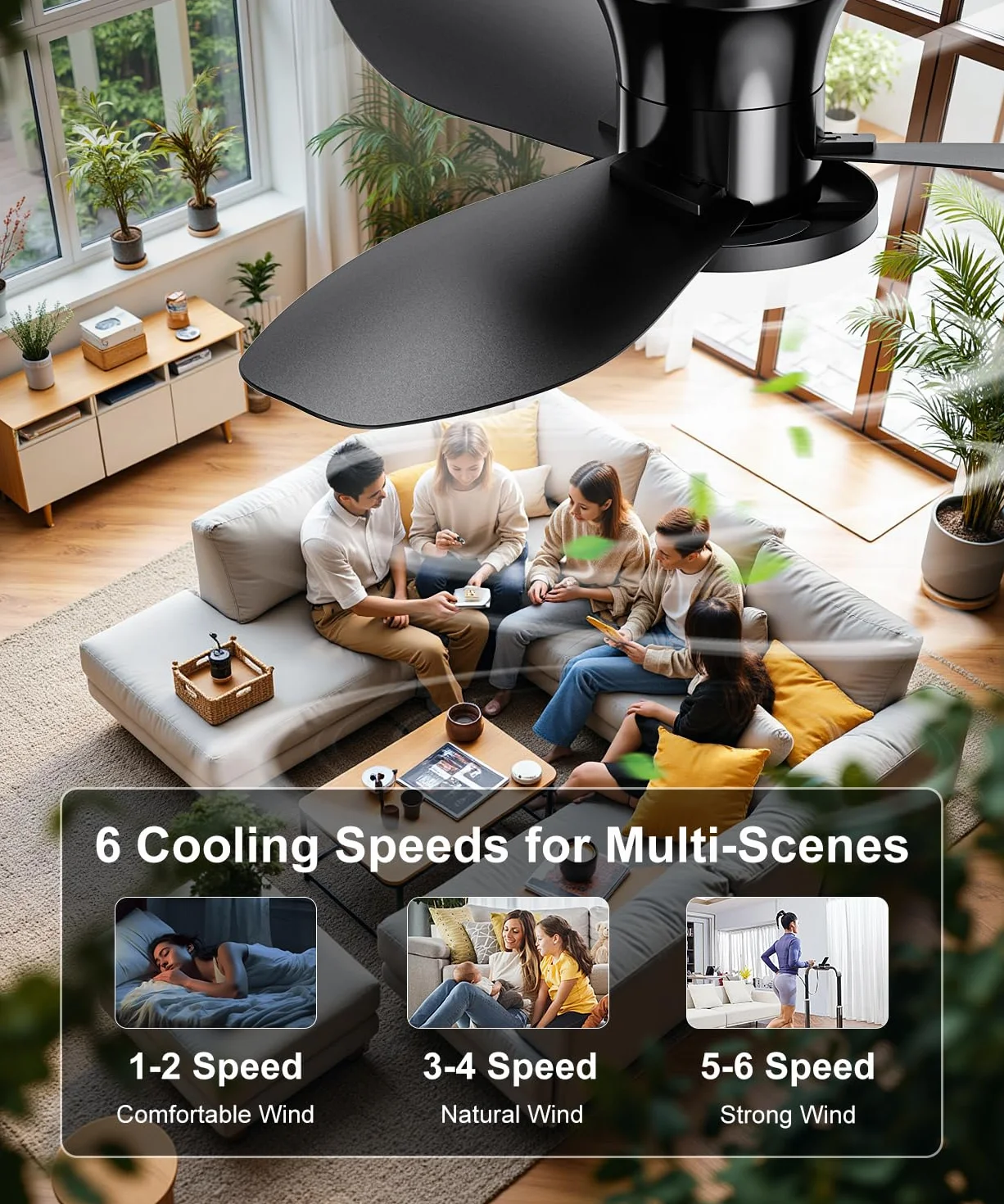 Conteme Silent Fan 2 w 1 Wentylator Sufitowy z Oświetleniem Pilotem Regulowany 6 Prędkości 3 Temperatury Odwrotny DC