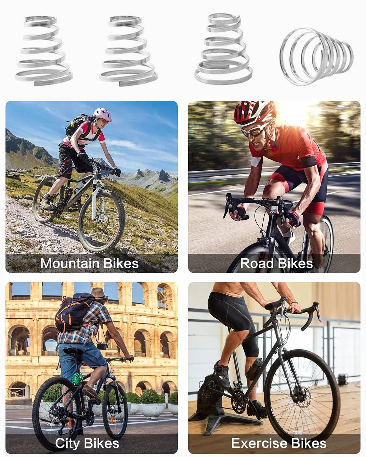 Sprężyna rowerowa Quick Release 8 sztuk Wymienne akcesoria do sprężyn rowerowych, uniwersalna sprężyna rowerowa ze stali nierdzewnej do szpilek do piasty koła (srebrny)