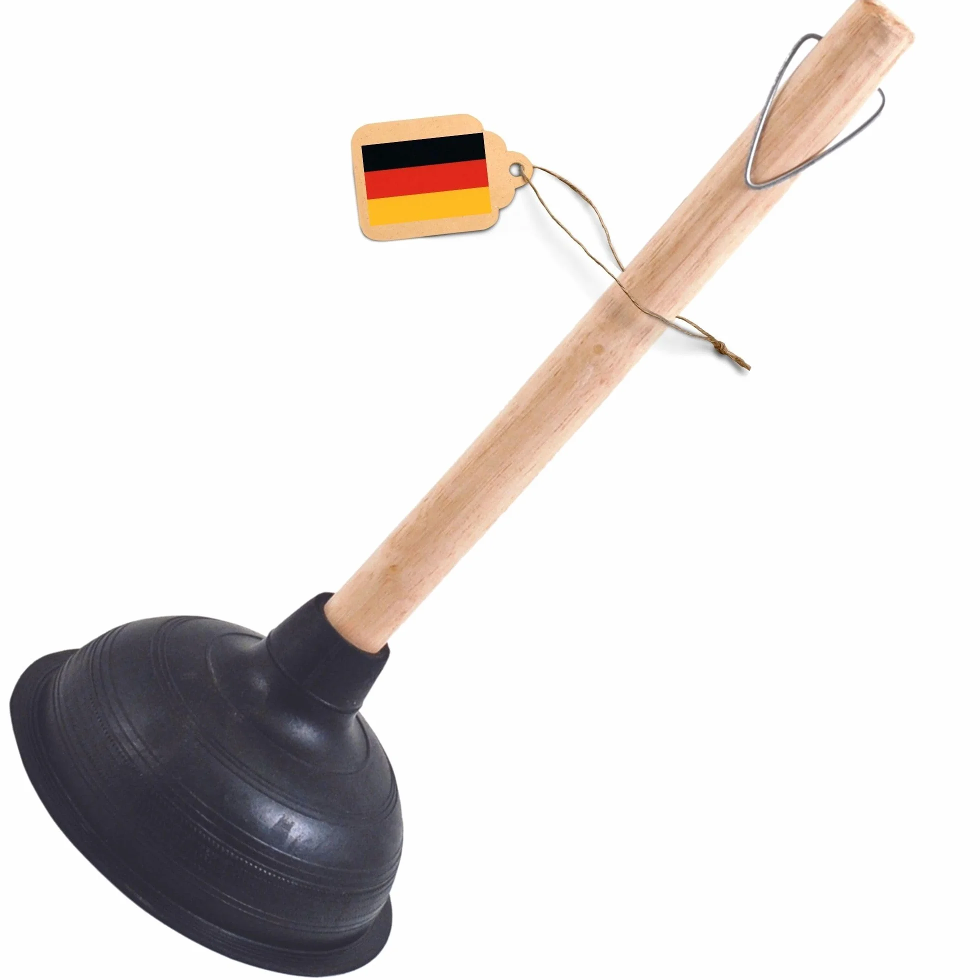 Novaliv Przepychacz do zlewu 140 mm z drewnianą rękojeścią do toalety WC