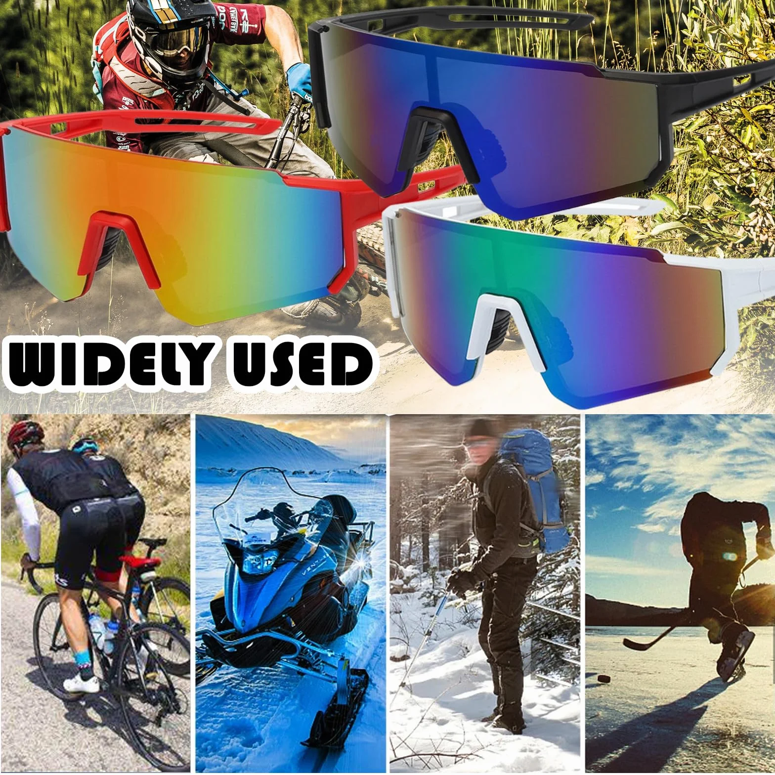 JSTHHTT 3 szt. spolaryzowane okulary rowerowe, męskie, sportowe, kolarskie anty-UV, na świeżym powietrzu, dla mężczyzn i kobiet