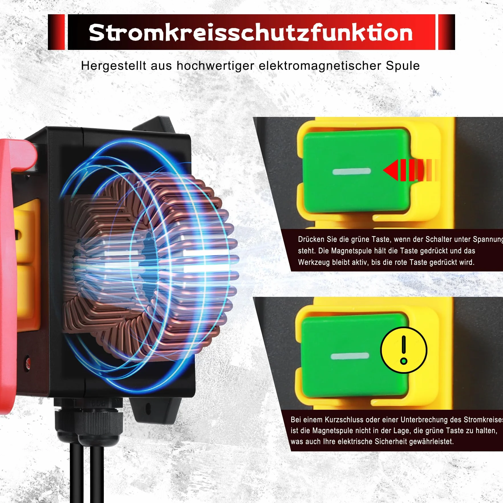 Wyłącznik awaryjny 230 V elektromagnetyczny z gniazdkiem 1,6 m
