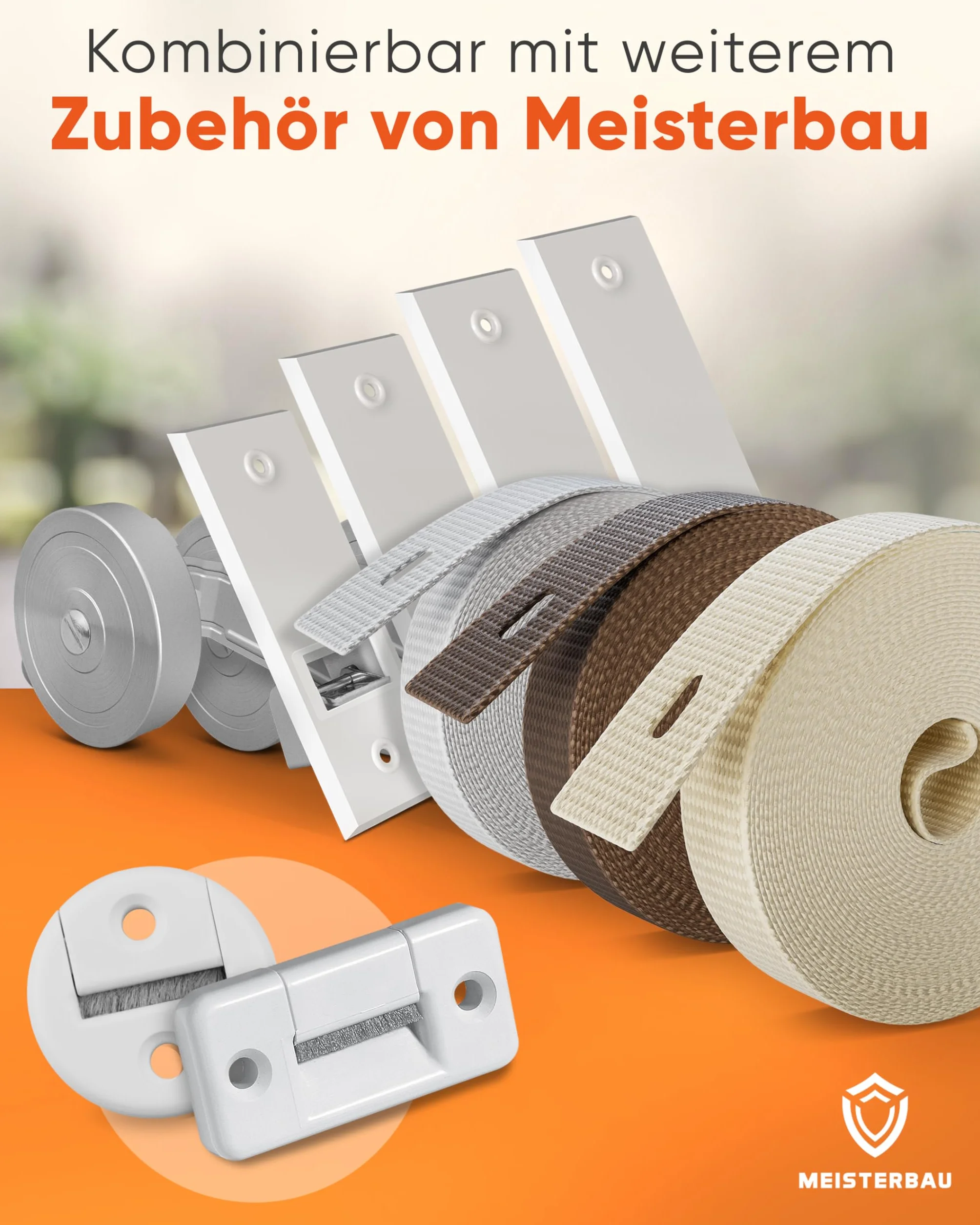 MEISTERBAU Osłona paska do rolet z rozstawem otworów 105 mm 6 sztuk wysokiej jakości Made in Germany osłona nawijacza pasa do rolet 23 mm wytrzymała pokrywa rolety