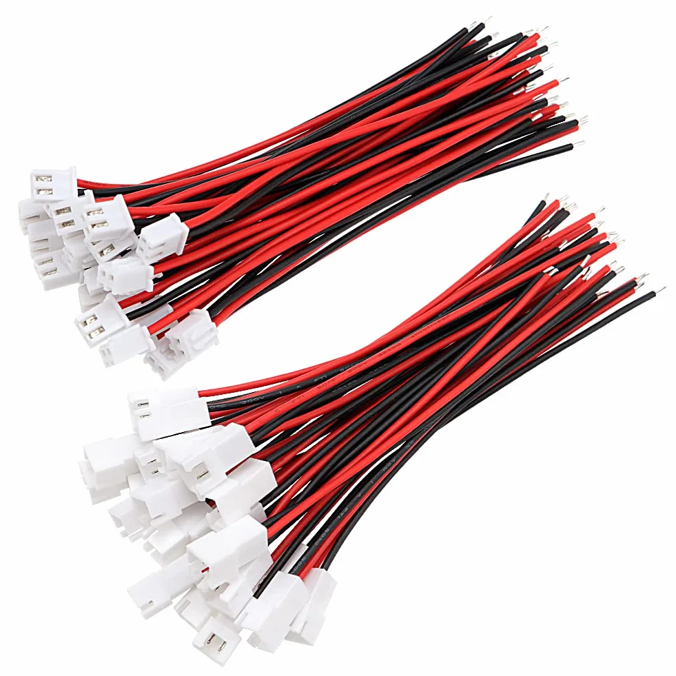 YIXISI 25 Par JST XH 2.54mm 2-pinowe Złącze Wtykowe Micro 10cm 22AWG Przewód Silikonowy