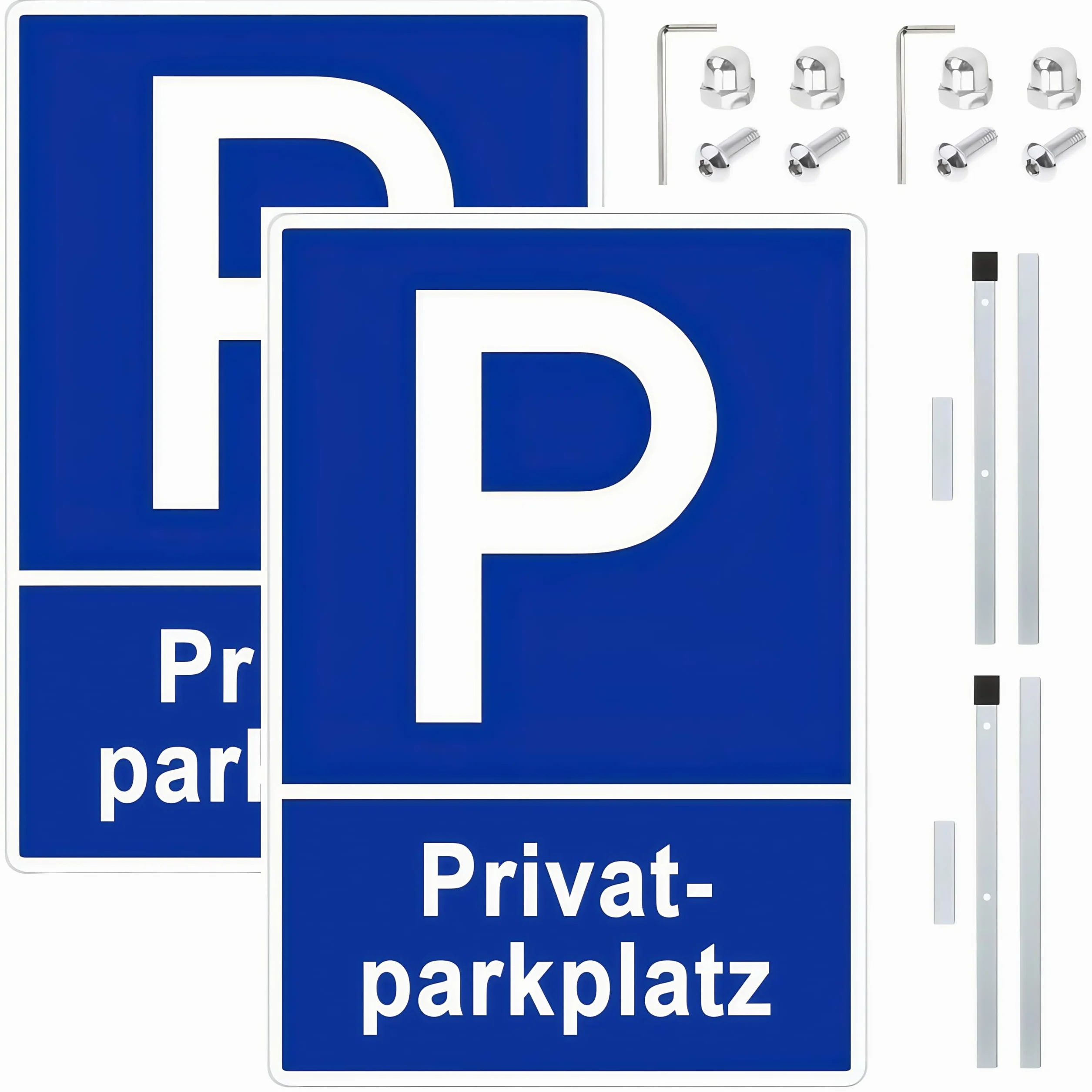 Tabliczka parkingowa ze słupkiem o wysokości 90 cm, 2 sztuki, prywatny parking tabliczka ze słupkami, zabronione parkowanie, tabliczki parkingowe, łatwy montaż, odporna na warunki atmosferyczne i