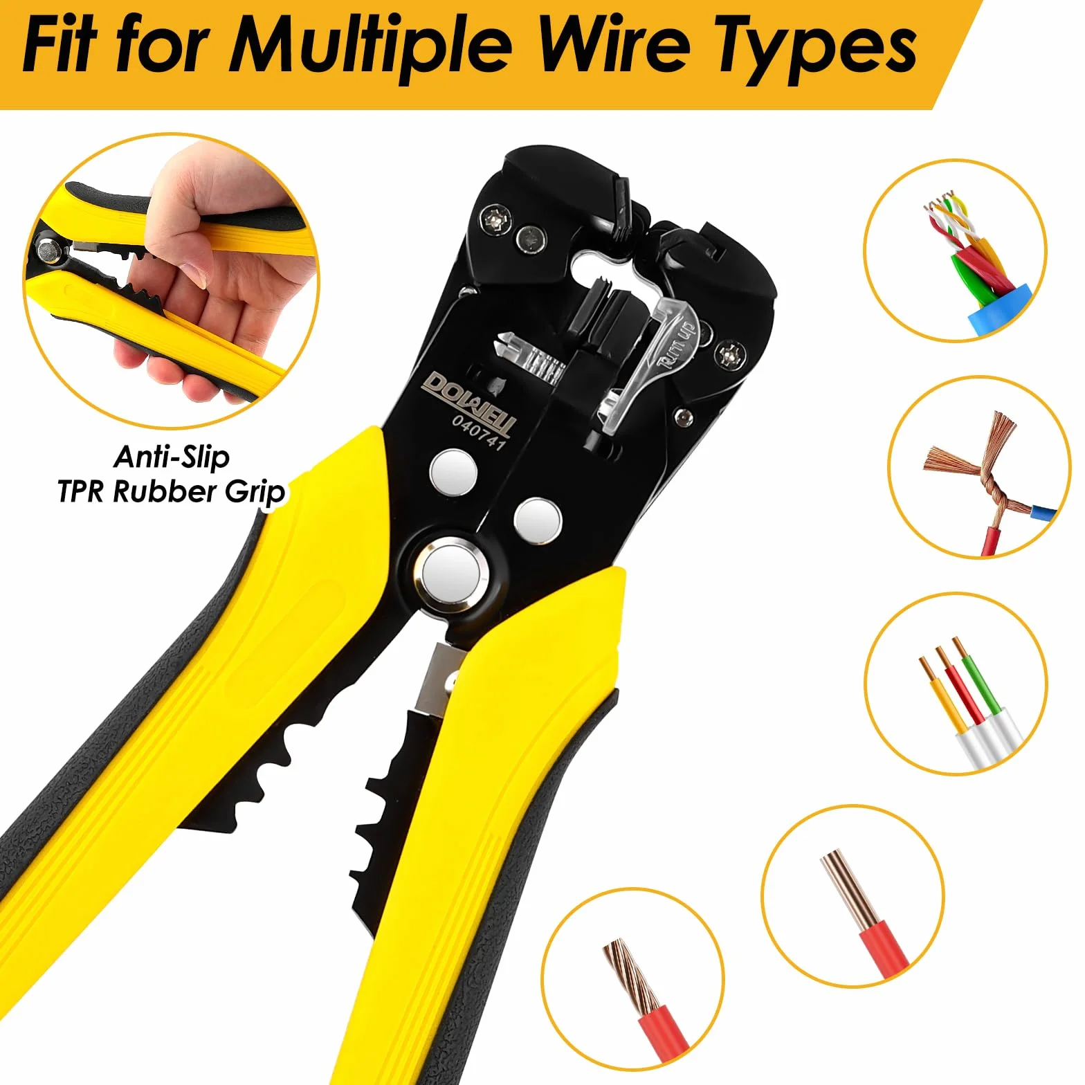 DOWELL Automatyczny stripper drutu 10-24 AWG 3-w-1 narzędzie do strippingu cięcia zaciskania
