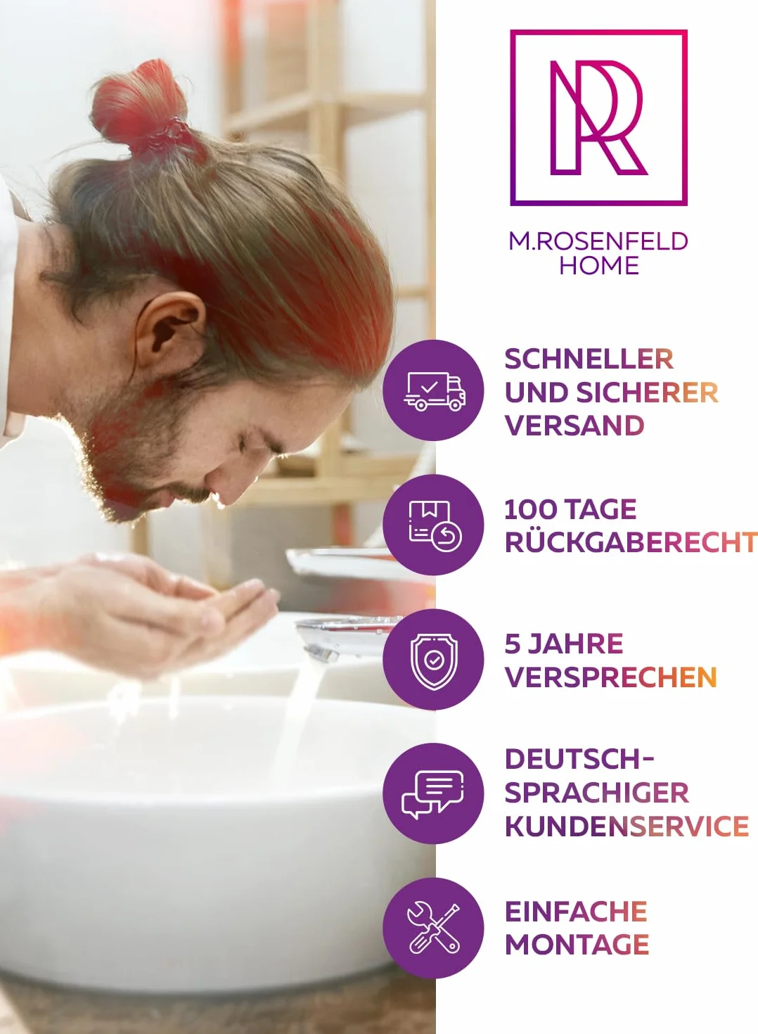 M. Rosenfeld Home Zestaw odpływowy do umywalki chromowany z przelewem