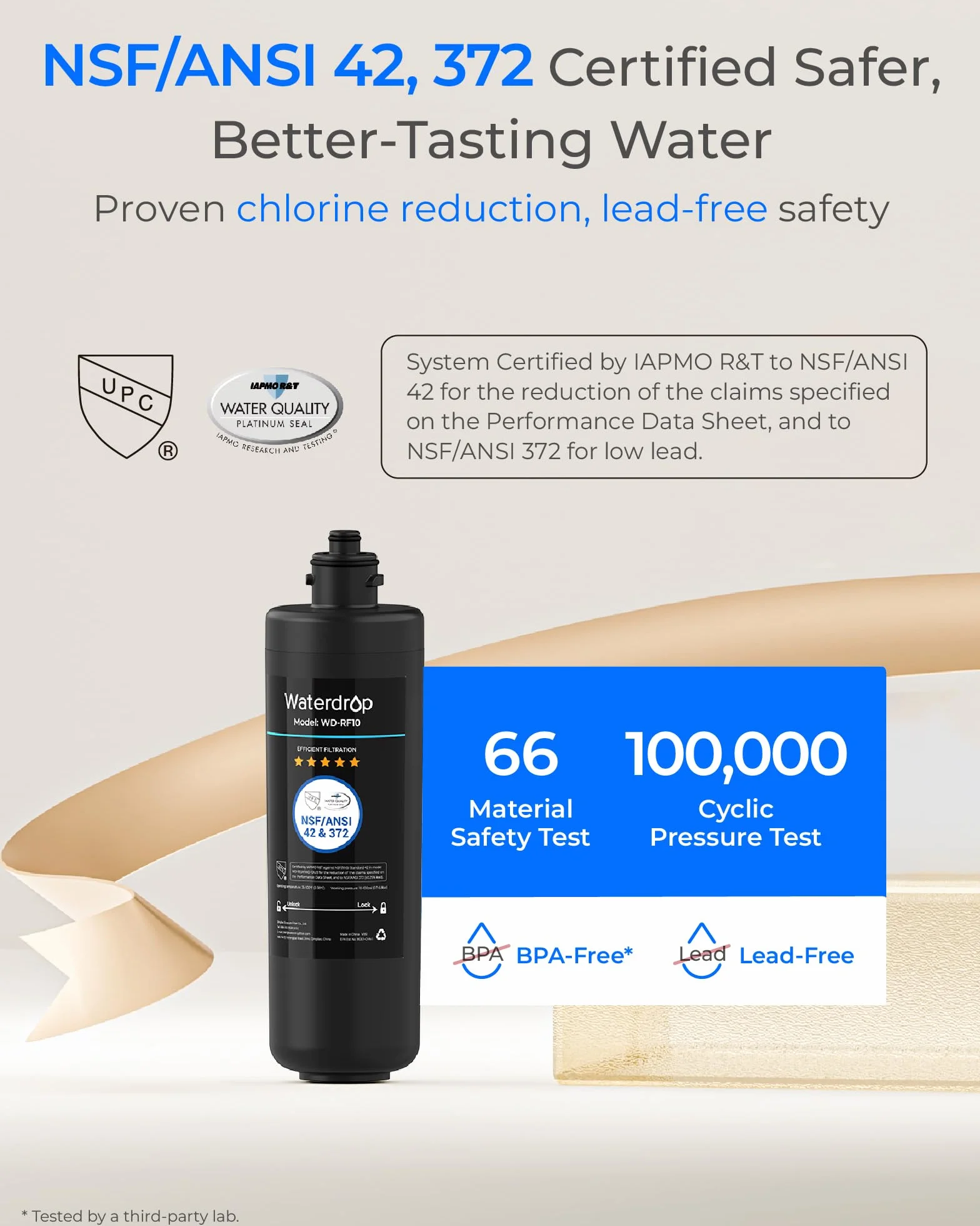 Waterdrop Filtr Wody WD-RF10 Certyfikat NSF/ANSI 42 Pojemność 30000 Litrów Zamiennik