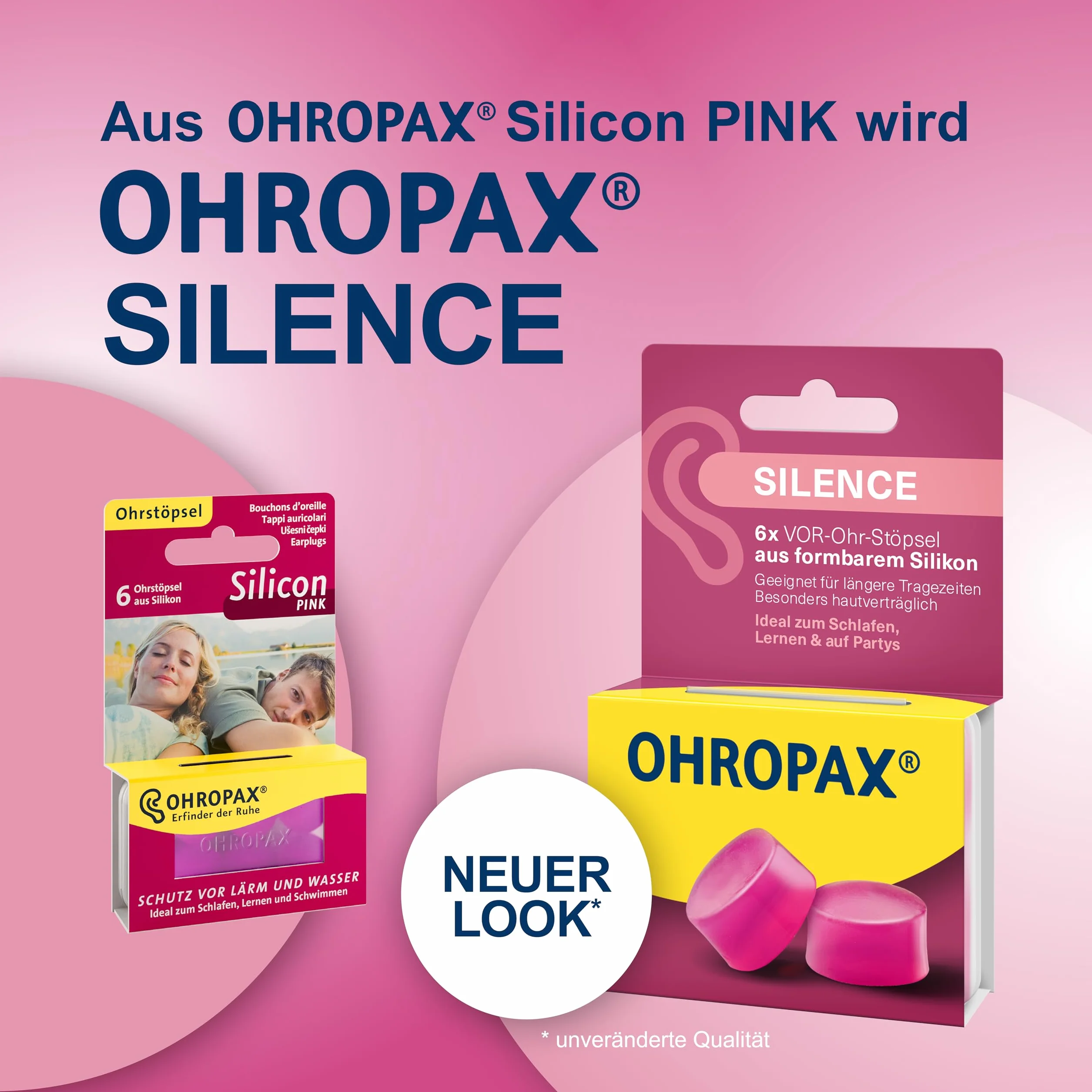 OHROPAX Silence zatyczki do uszu z formowanego silikonu SNR 23 dB do spania i nauki