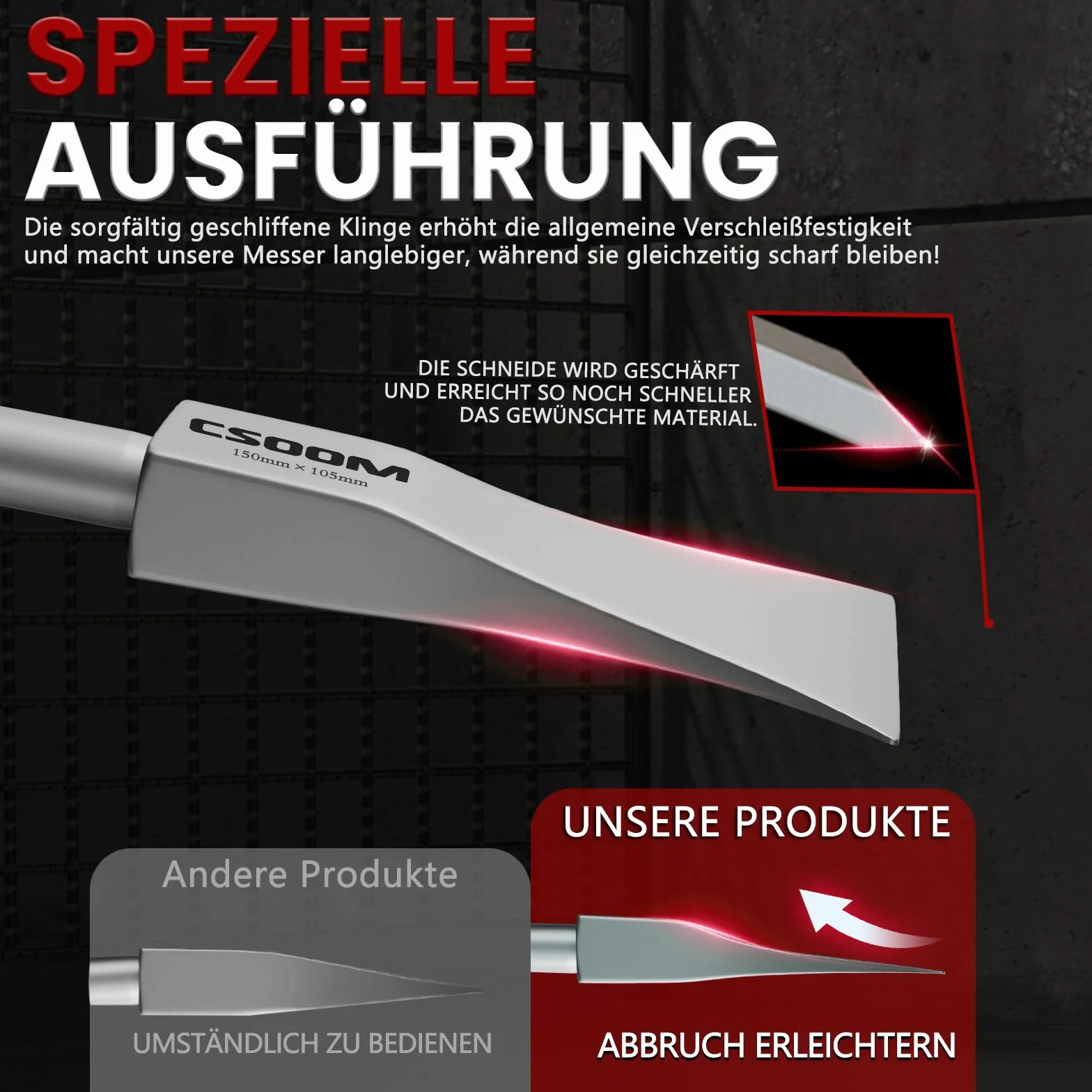 CSOOM Dłuto szpachlowe SDS-Plus 270 x 110 mm z trzonkiem wymiennym SDS-MAX