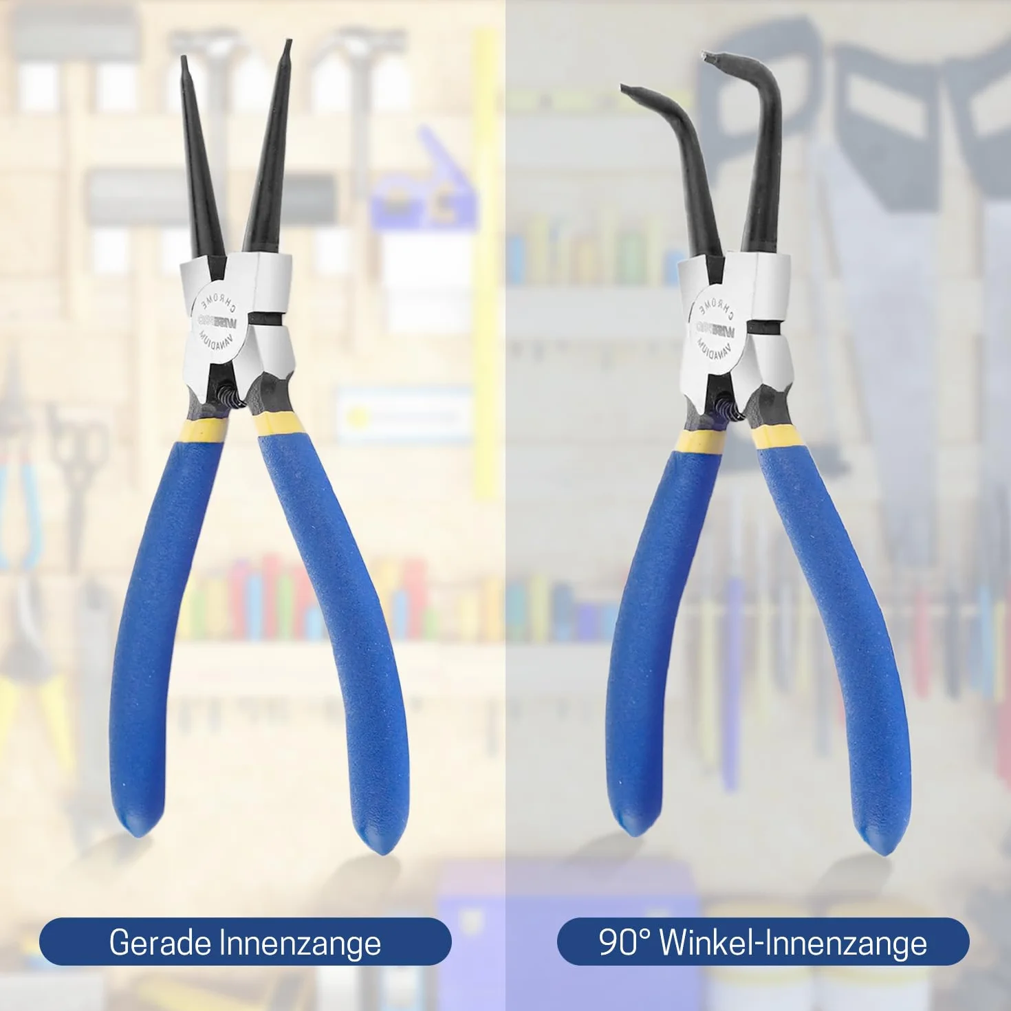 Szczypce do pierścieni zabezpieczających wewnętrznych 7 cali wytrzymałe proste zakrzywione