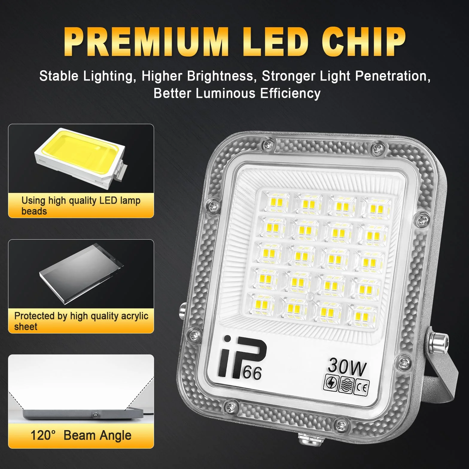 Willpower 50W 5000LM Zewnętrzny reflektor LED do patio ogrodu garażu