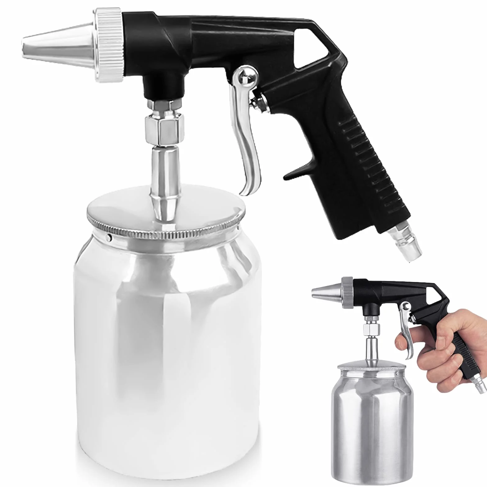 Pistolet do piaskowania 6 mm, piaskarka 1 l, pneumatyczne do kompresora, usuwanie rdzy