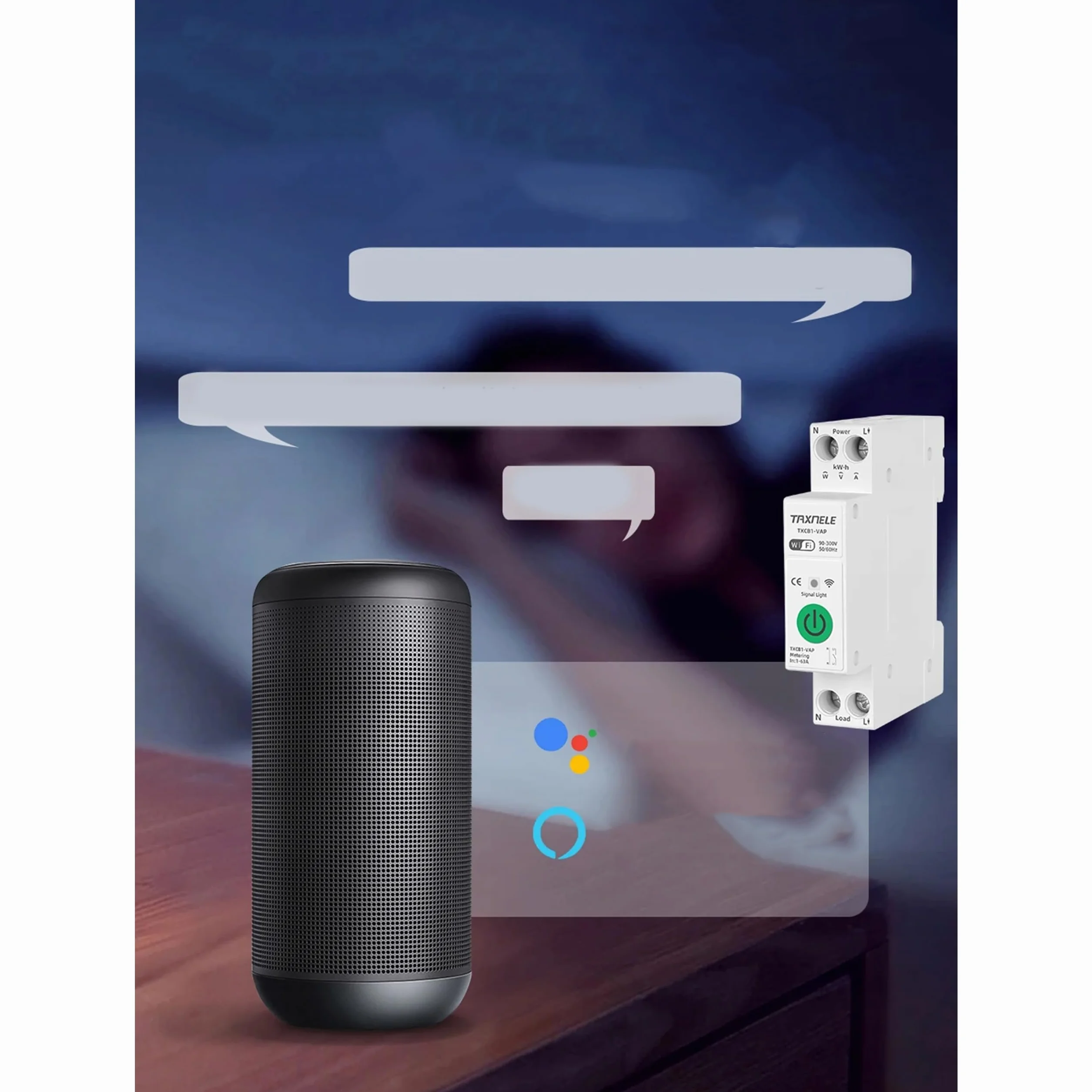 PRZEKAŹNIK WiFi Z POMIAREM PRĄDU NA SZYNĘ TUYA SMART LIFE 63A