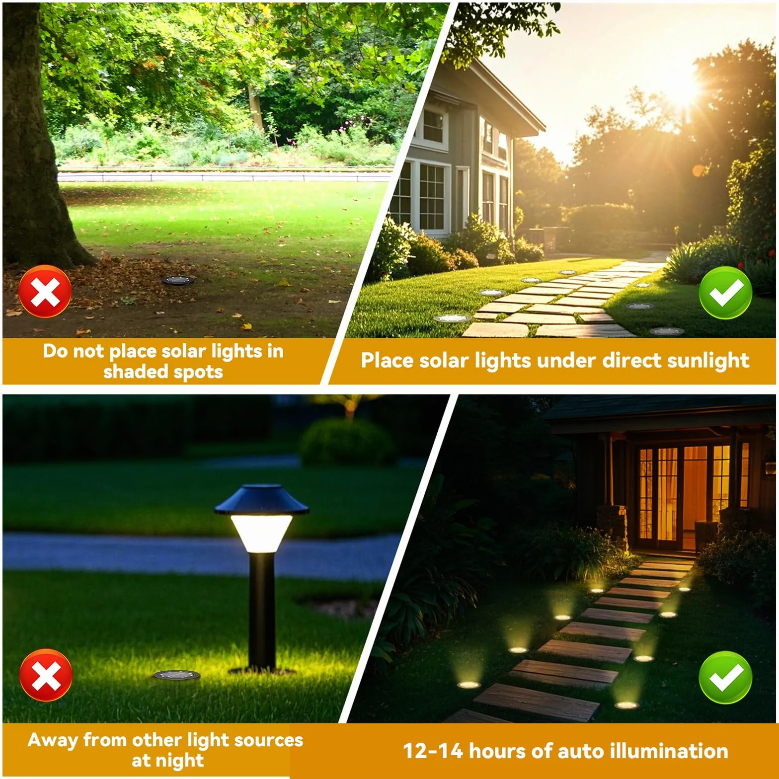 NIBSHOOM 8 sztuk zewnętrznych lamp solarnych IP68 z 8 LED, ciepłe białe do ogrodu